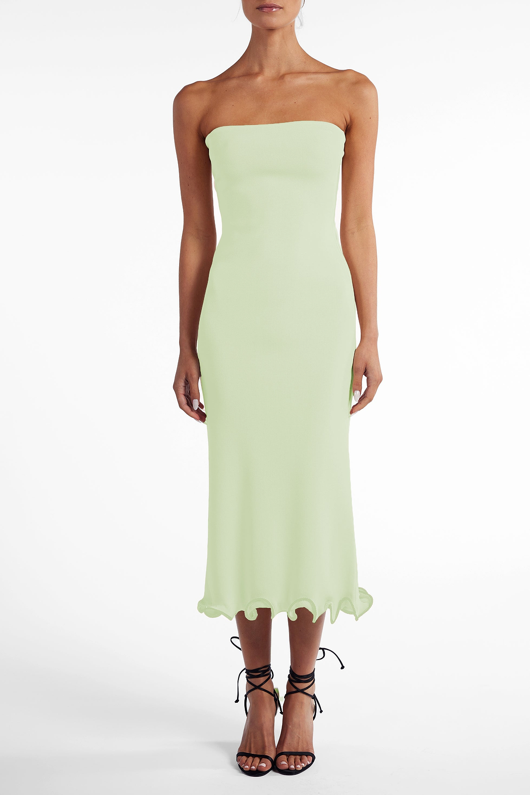 Ruffle Hem Strapless Dress (Mint)