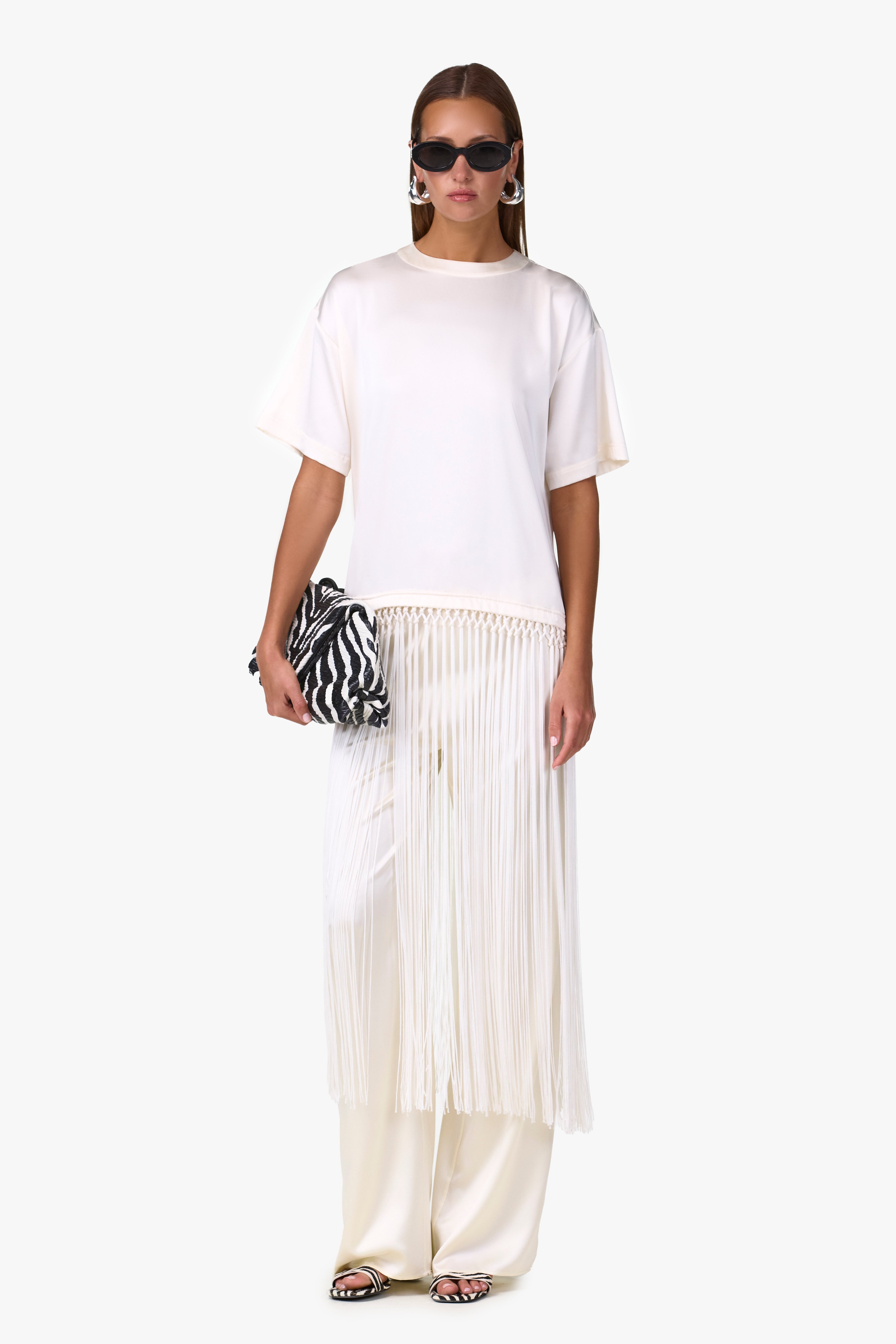 Silk Fringe Tee (Cream)