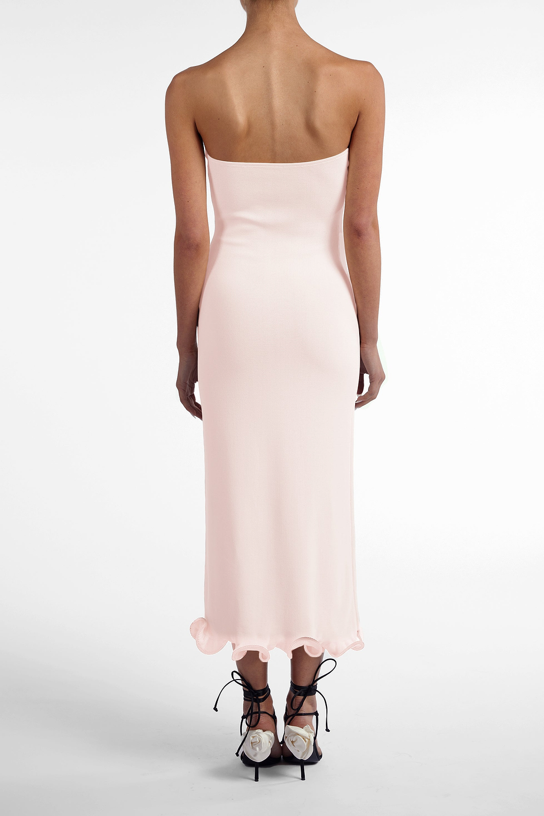 Ruffle Hem Strapless Dress (Pale Pink)