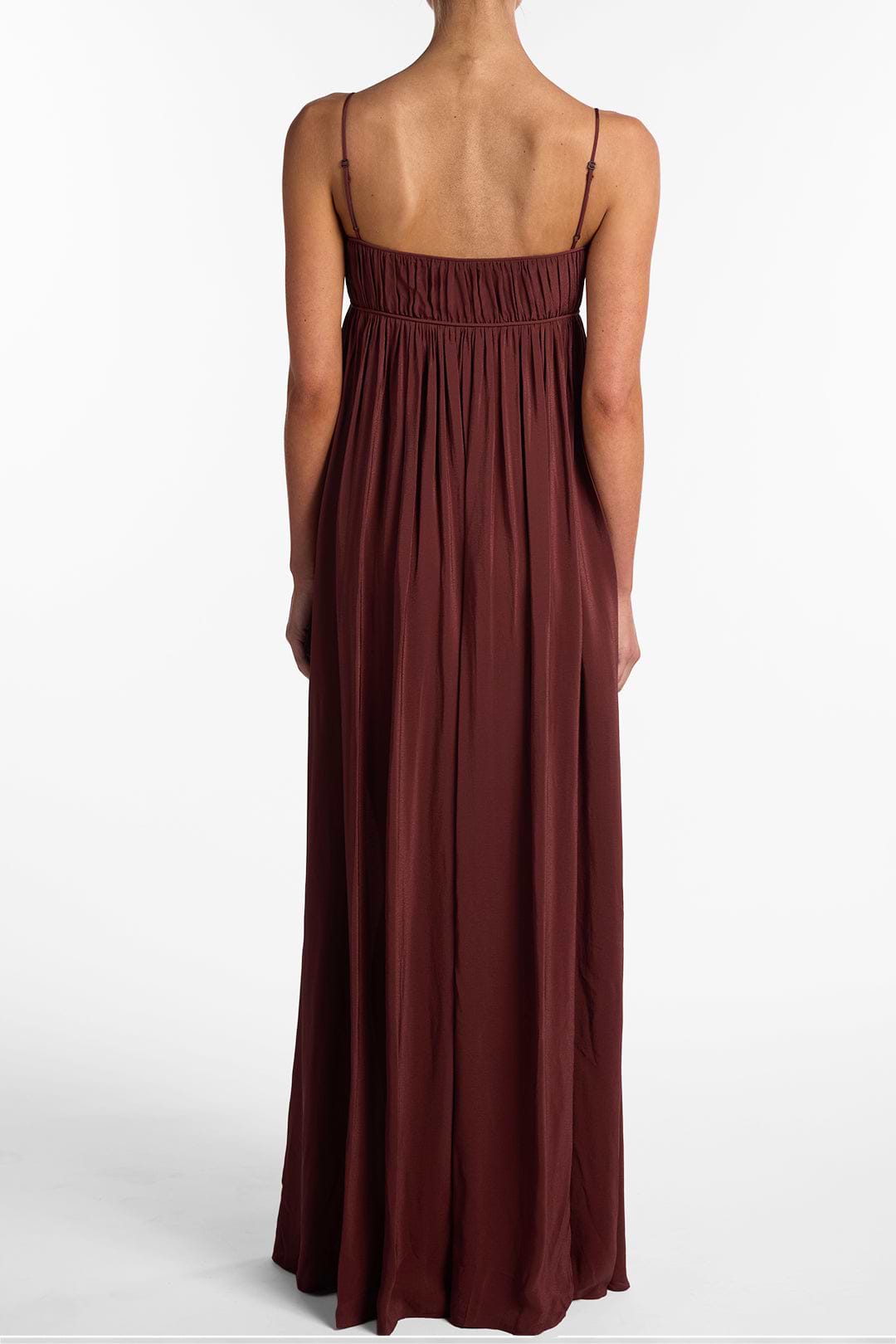 SAME Ruched Chiffon Dress | Chocolate Brown | Women's Maxi Dress SAME Ruched Chiffon Dress | Chocolate Brown | Women's Maxi Dress