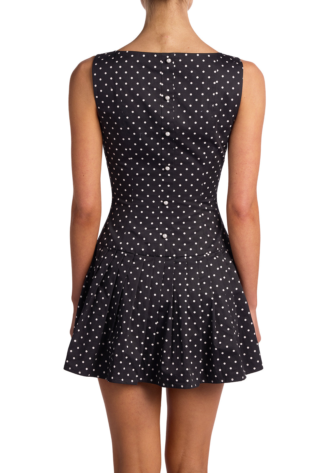 Poplin Mini Dress (Black Polka Dot)