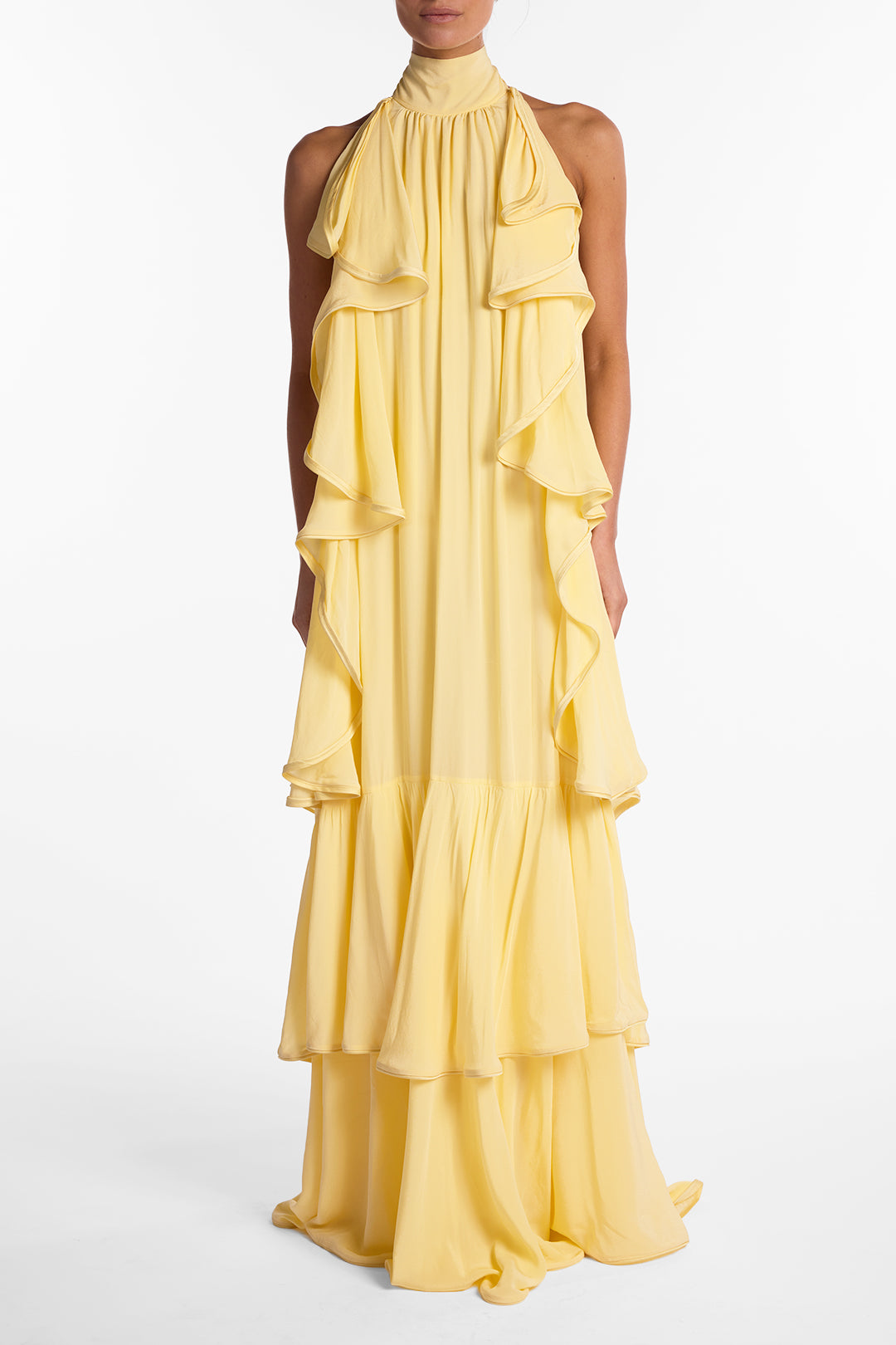 Layered Chiffon Gown (Butter Yellow)