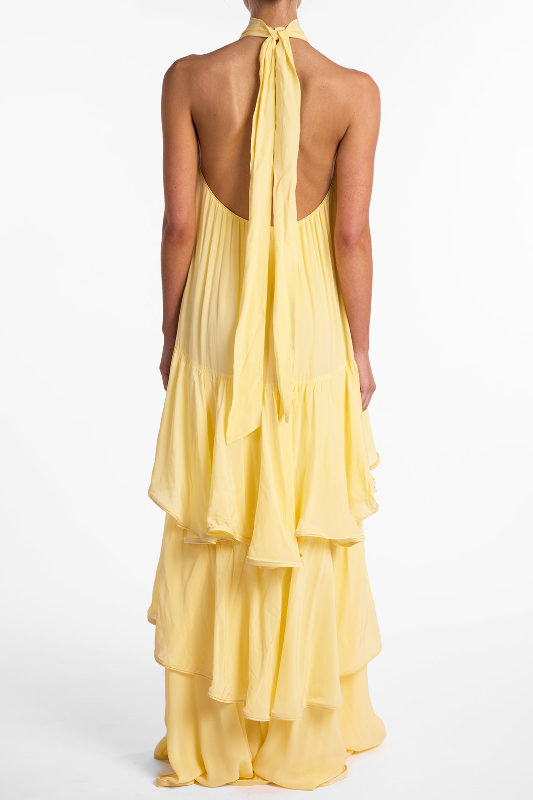 Layered Chiffon Gown (Butter Yellow)