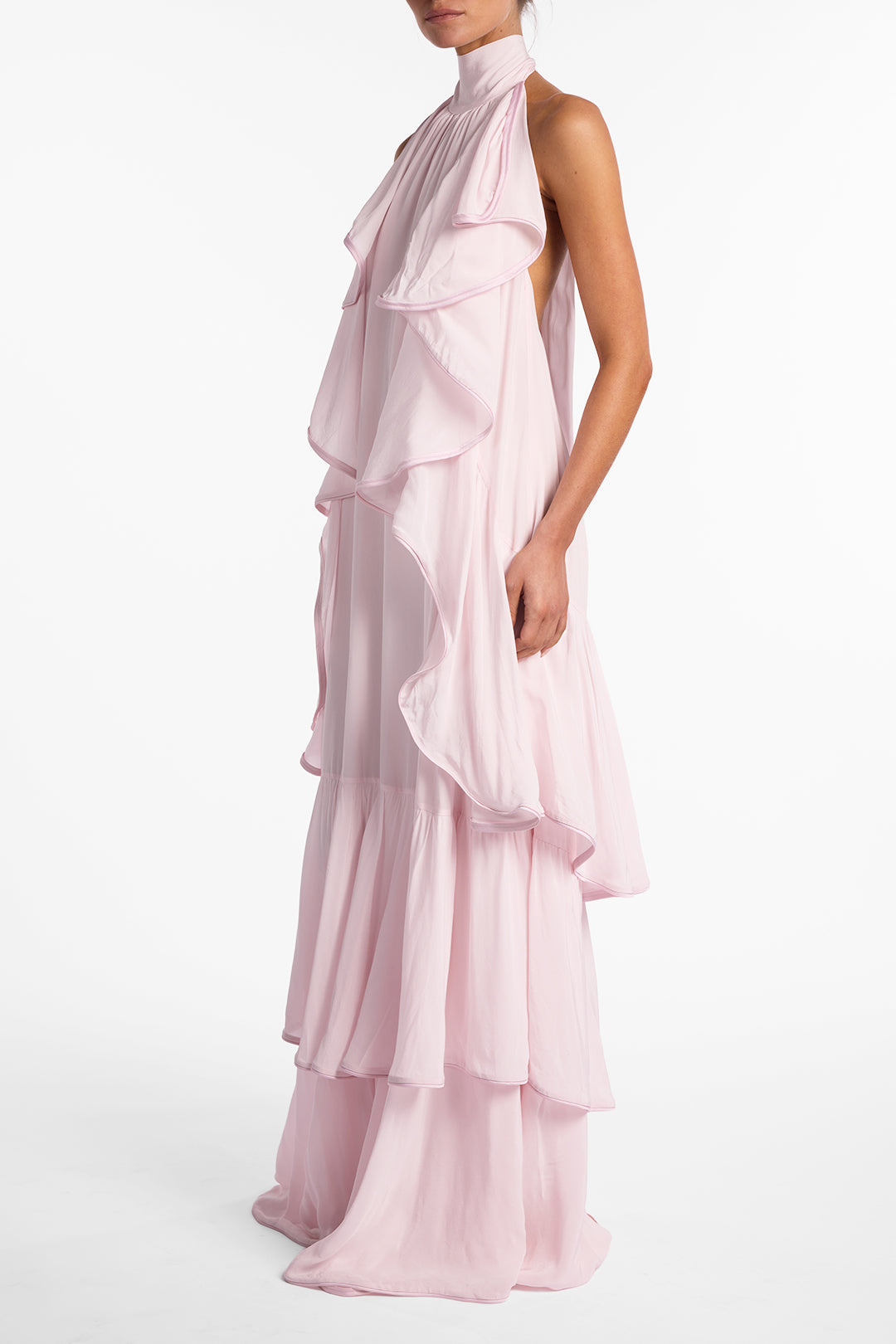Layered Chiffon Gown (Pale Pink)