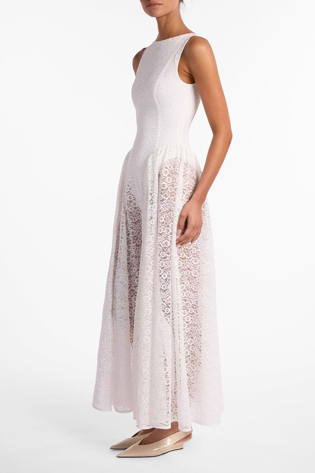Same French Lace Midi Dress | White | Women's Dress S / White Same French Lace Midi Dress | White | Women's Dress S / White