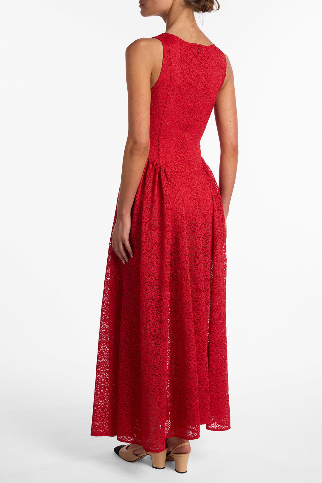 red midi dress lace Red Flower Lace Midi Dress self-portrait-US