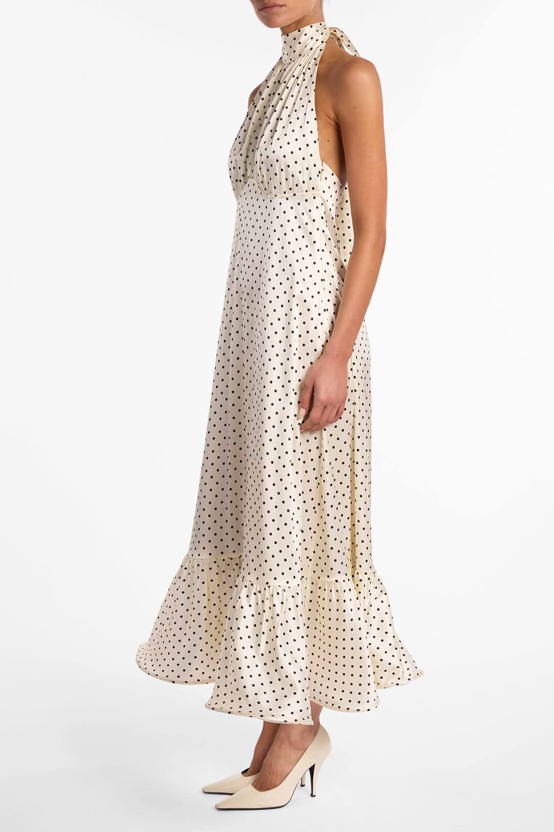 SAME Halter Flounce Midi Dress | Cream Polka Dot | Women's Dress L / Cream Black Polka Dot SAME Halter Flounce Midi Dress | Cream Polka Dot | Women's Dress L / Cream Black Polka Dot