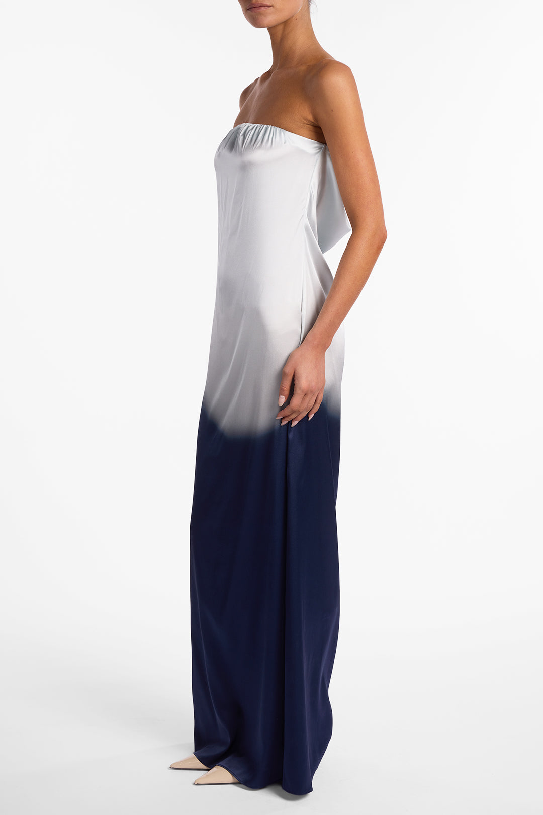 Strapless Draped Maxi (Blue Ombre)