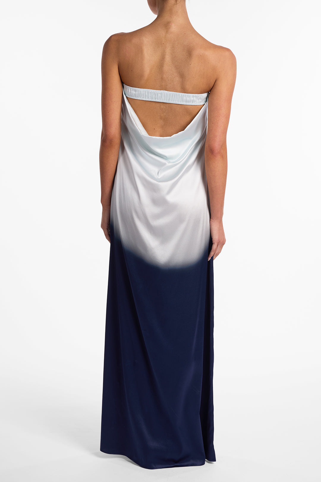 Strapless Draped Maxi (Blue Ombre)