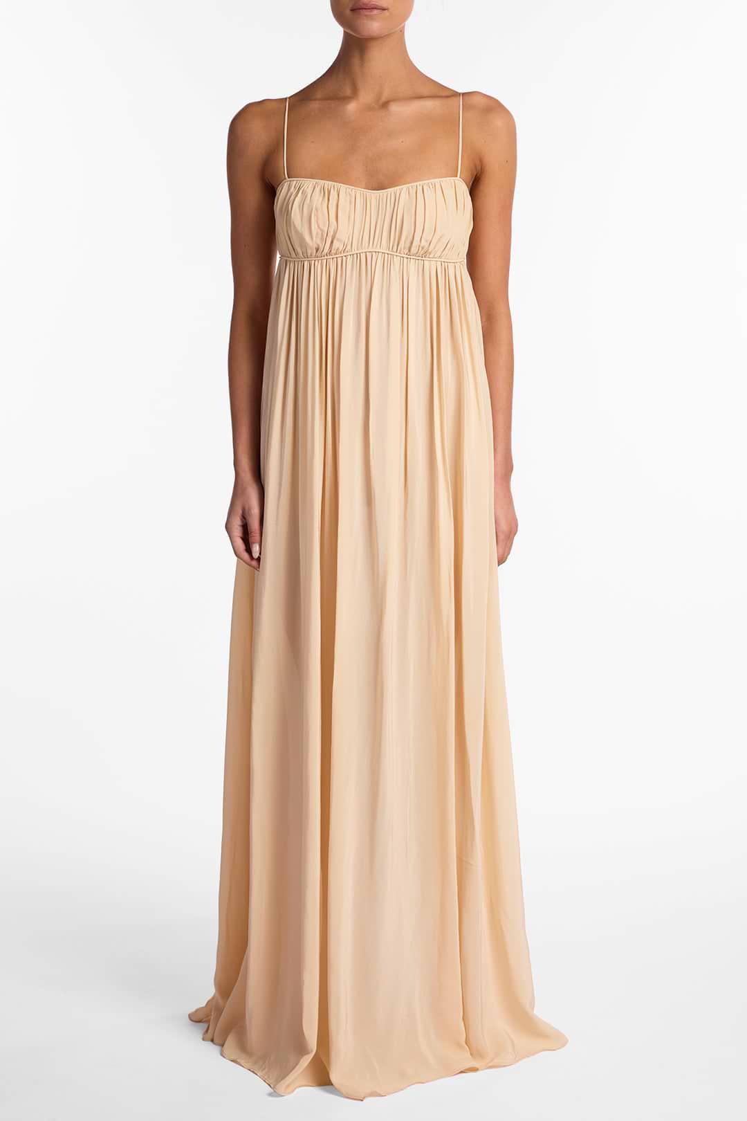 SAME Ruched Chiffon Dress | Gold | Women's Maxi Dress M / Gold SAME Ruched Chiffon Dress | Gold | Women's Maxi Dress M / Gold