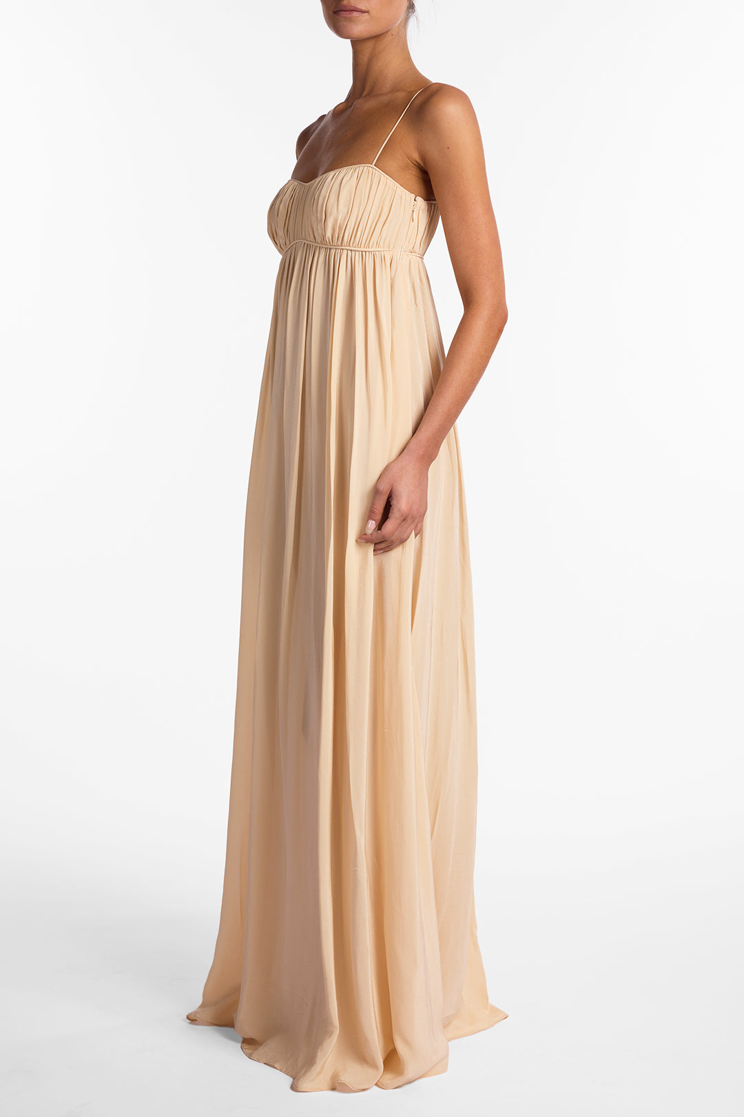 Ruched Chiffon Dress (Gold)