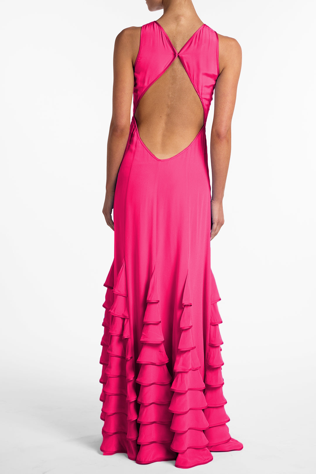 Tiered Chiffon Gown (Fuchsia)