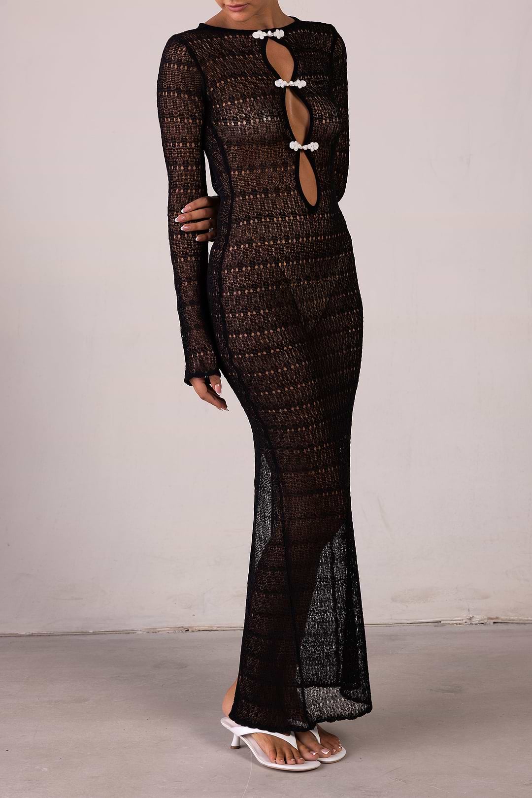 Same Keyhole Crochet Dress | Black | Women's Dress L / Black/Cream Same Keyhole Crochet Dress | Black | Women's Dress L / Black/Cream