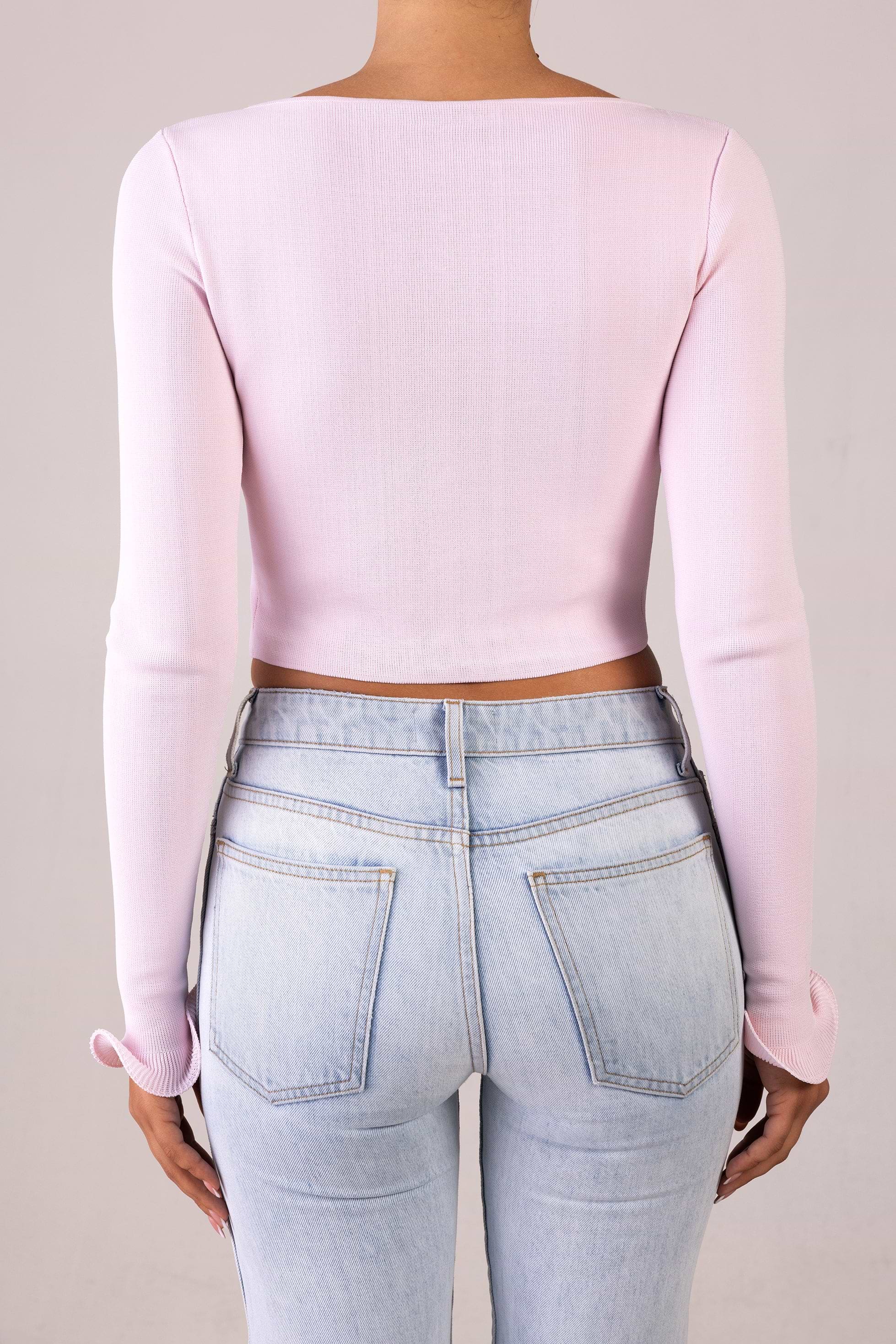 SAME Ruffle Hem Top | Pale Pink | Women's Knit Top