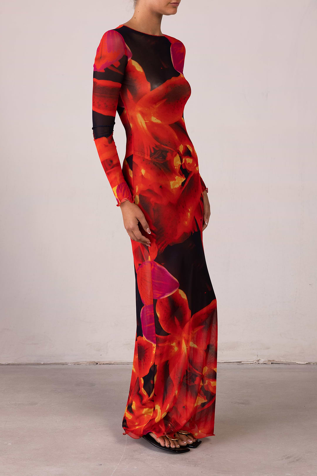 SAME Mesh Maxi Dress | Red Tropical | Women's Dress L / Red Tropical SAME Mesh Maxi Dress | Red Tropical | Women's Dress L / Red Tropical