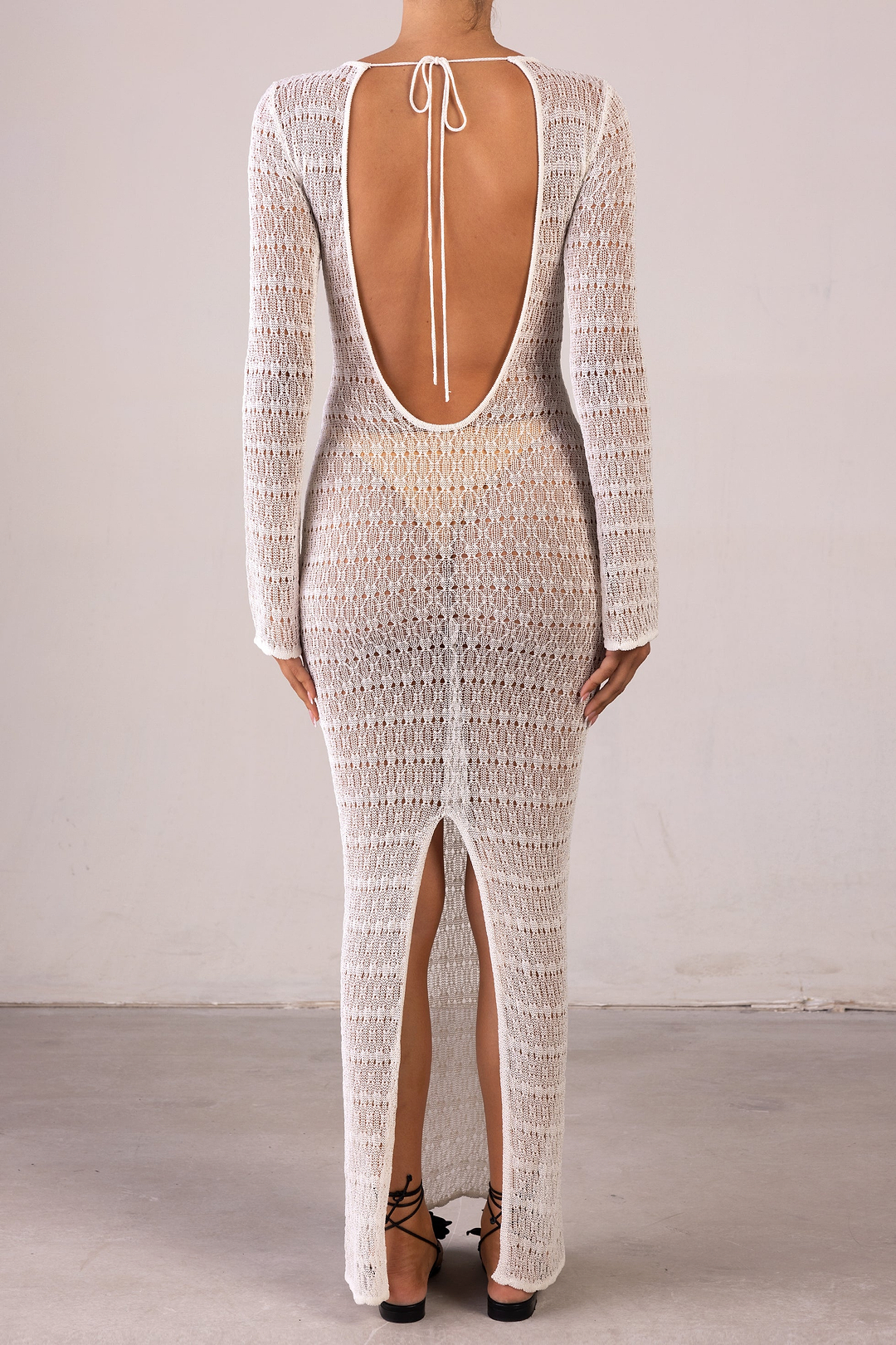 Keyhole Crochet Dress (Cream/Black)