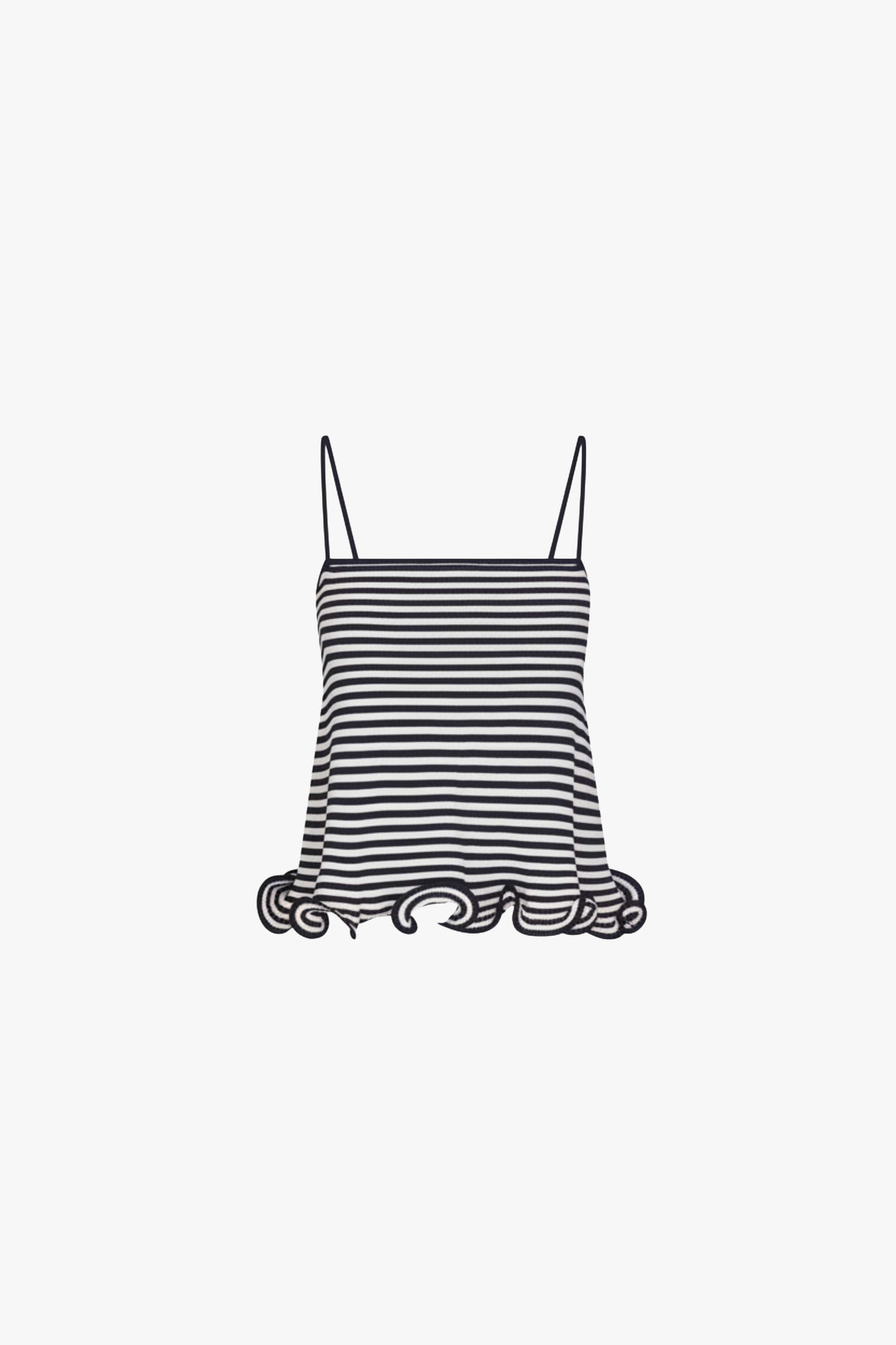 Ruffle Hem Tank (Navy Stripe)