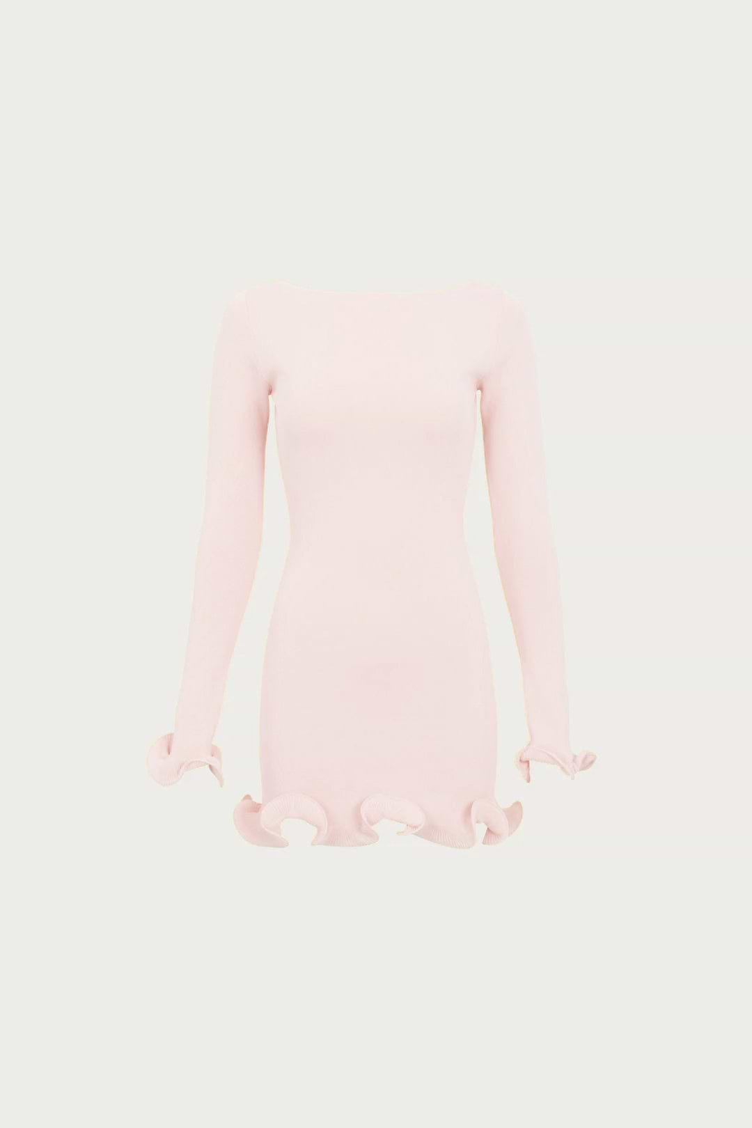 Same Ruffle Hem Mini Dress | Pale Pink