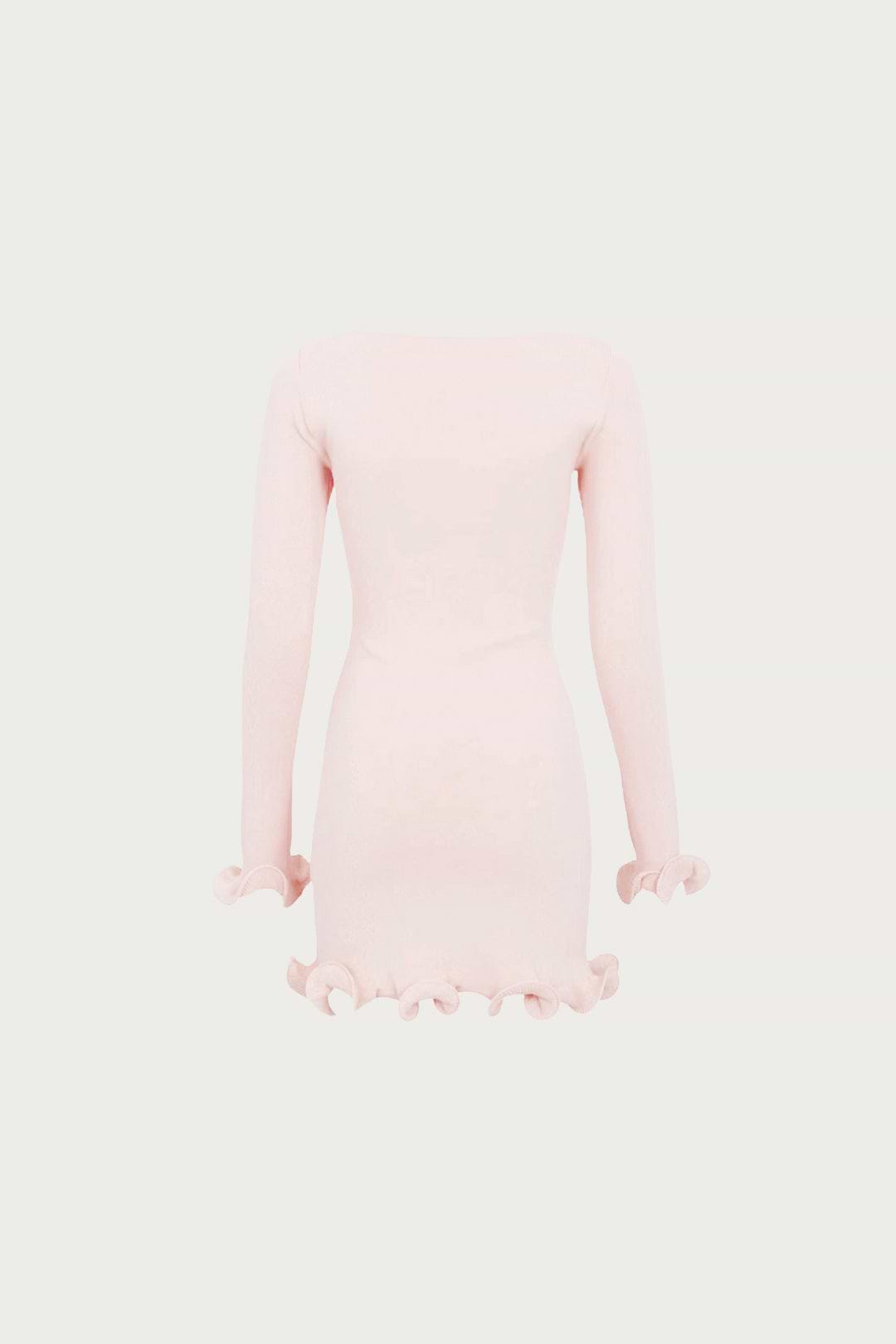 SAME Ruffle Hem Mini Dress | Pale Pink | Women's Knit Dress SAME Ruffle Hem Mini Dress | Pale Pink | Women's Knit Dress
