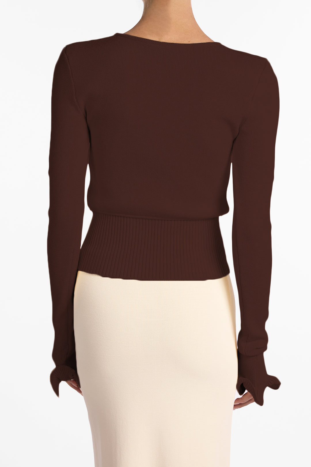 Ruffle Hem Sweater (Chocolate Brown)
