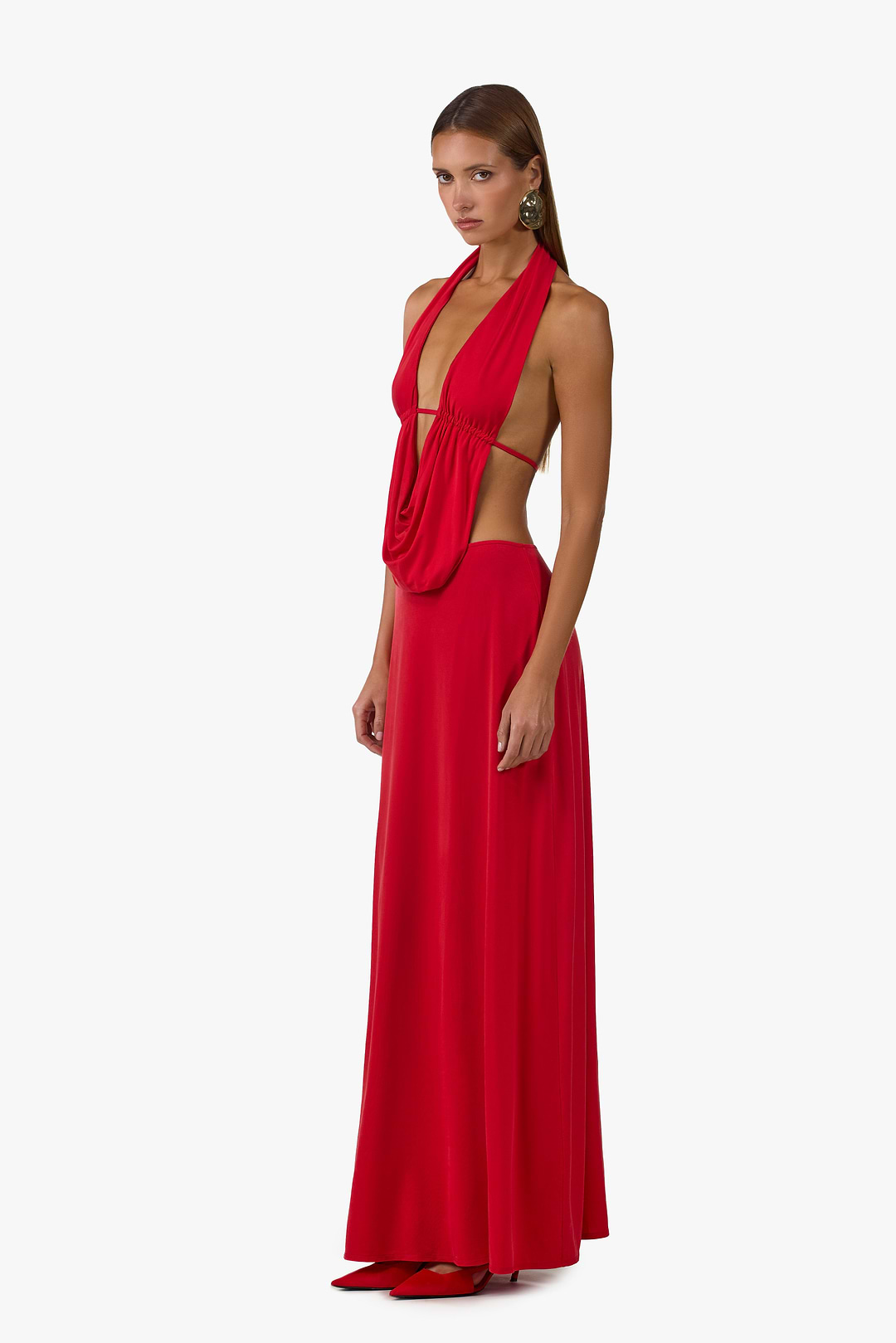 red plunge neck maxi dress SAME Plunge Neck Maxi Dress | Red