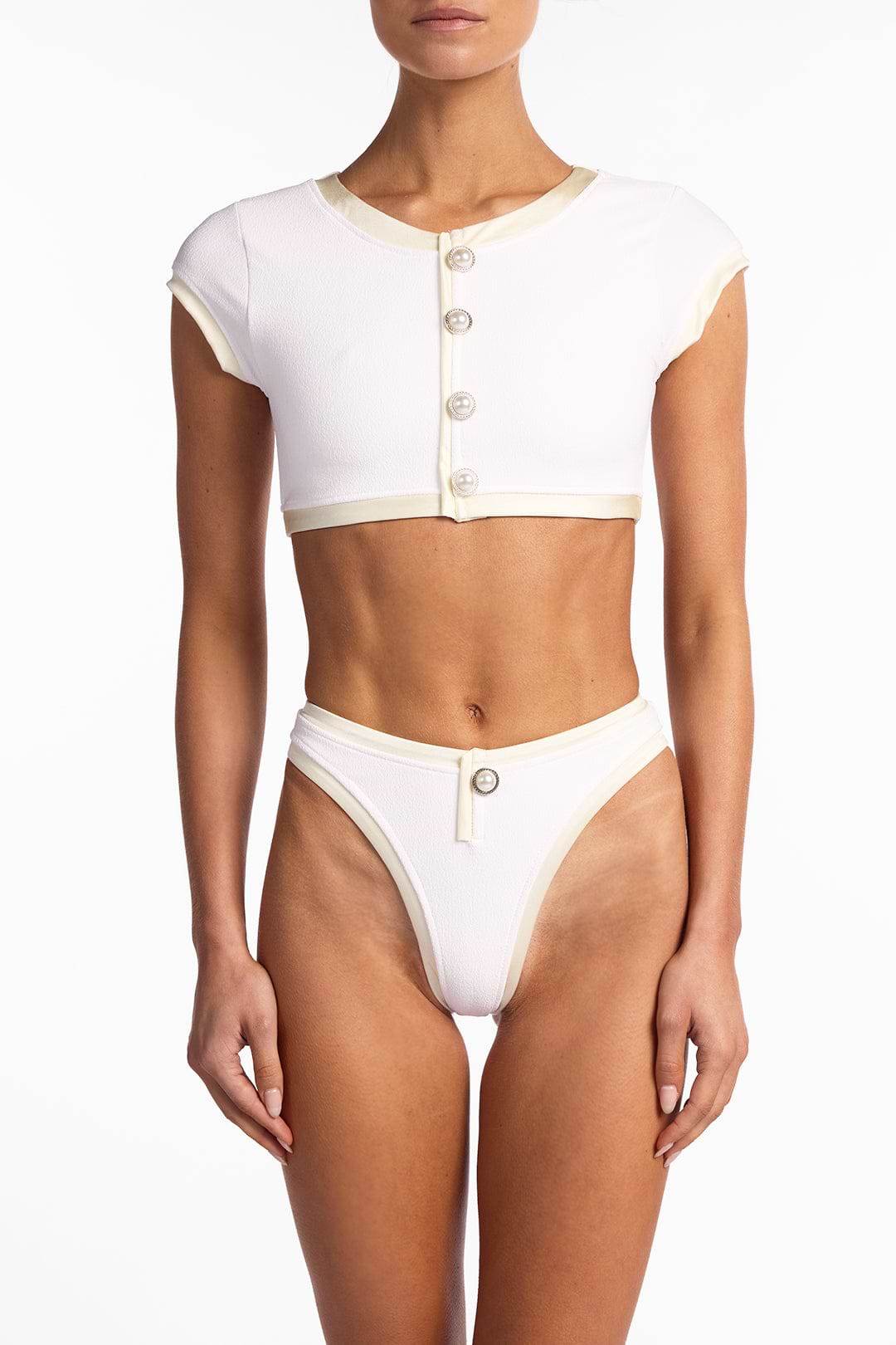 The Grace Bottom (Faux Suede White/Cream)