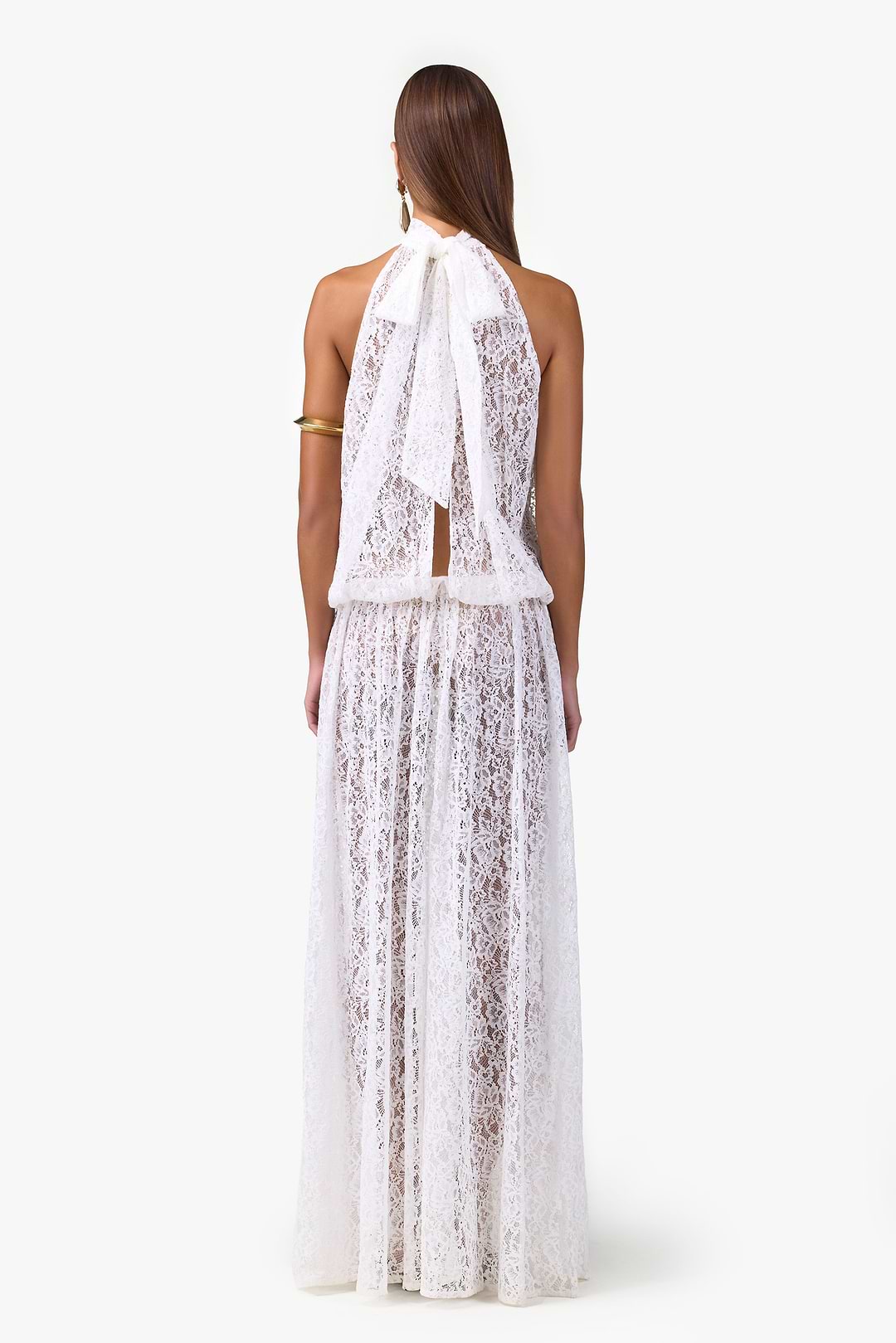 white lace drop waist dress White Lace Drop Waist Maxi Dress by Lioness