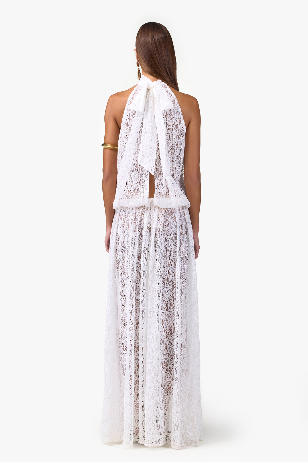 Drop Waist Lace Gown (White)