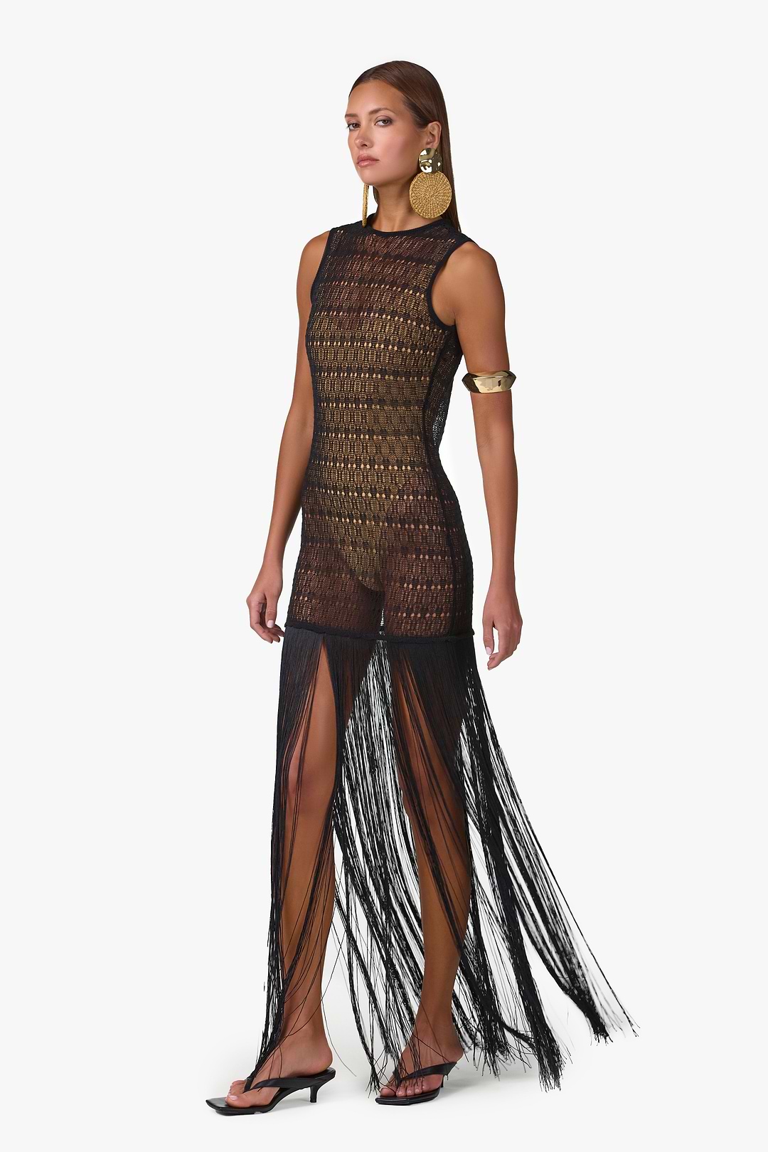SAME Sleeveless Fringe Knit Maxi Dress | Black | Women's Dresses SAME Sleeveless Fringe Knit Maxi Dress | Black | Women's Dresses