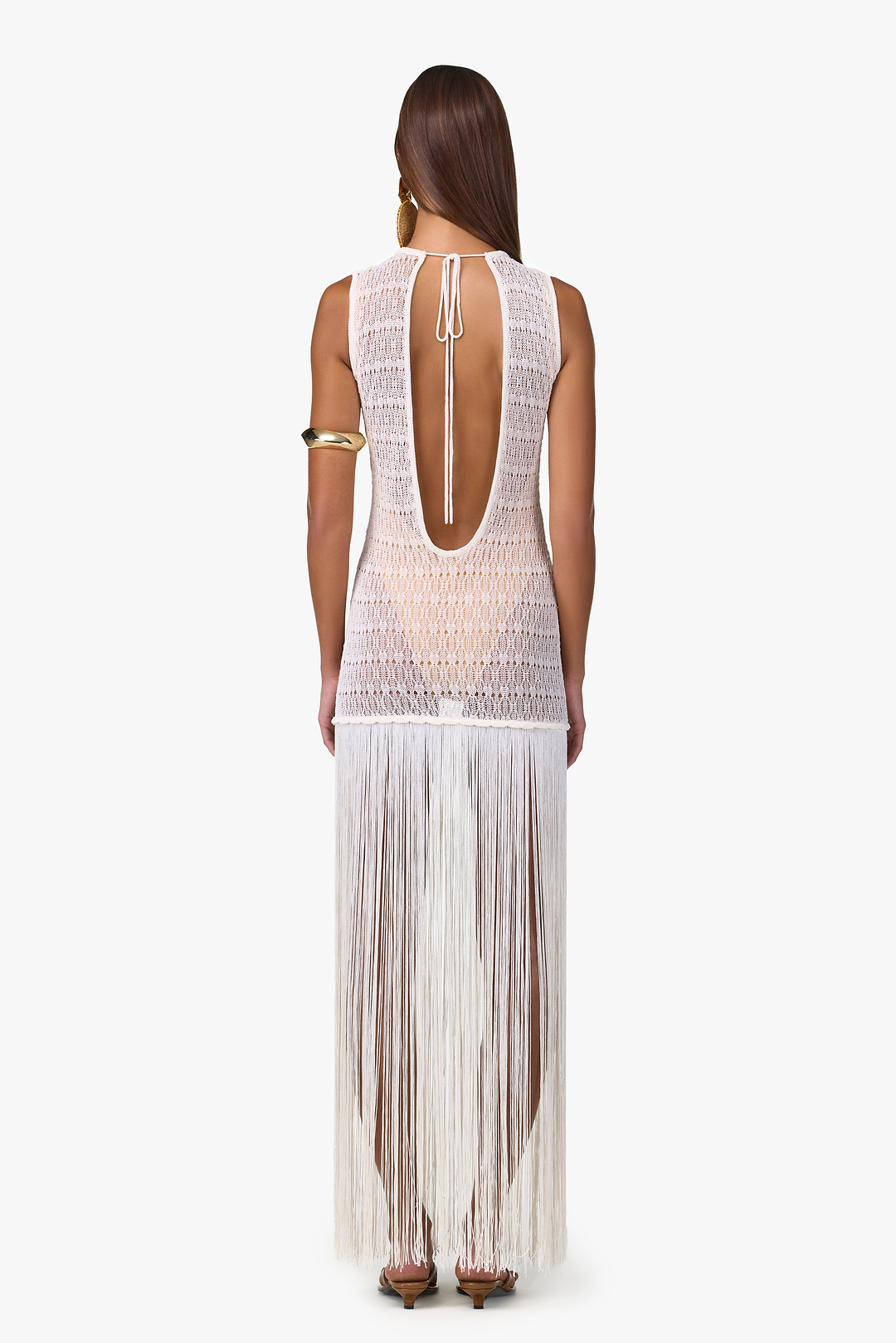Fringe Knit Maxi Dress (Cream)