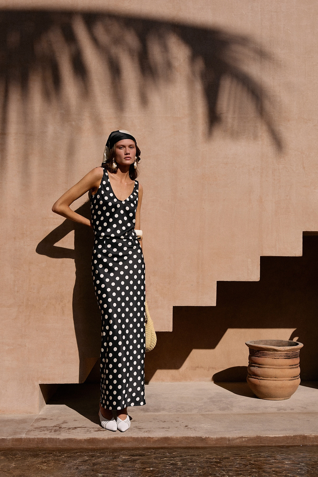 Silk Tank (Black Polka Dot)