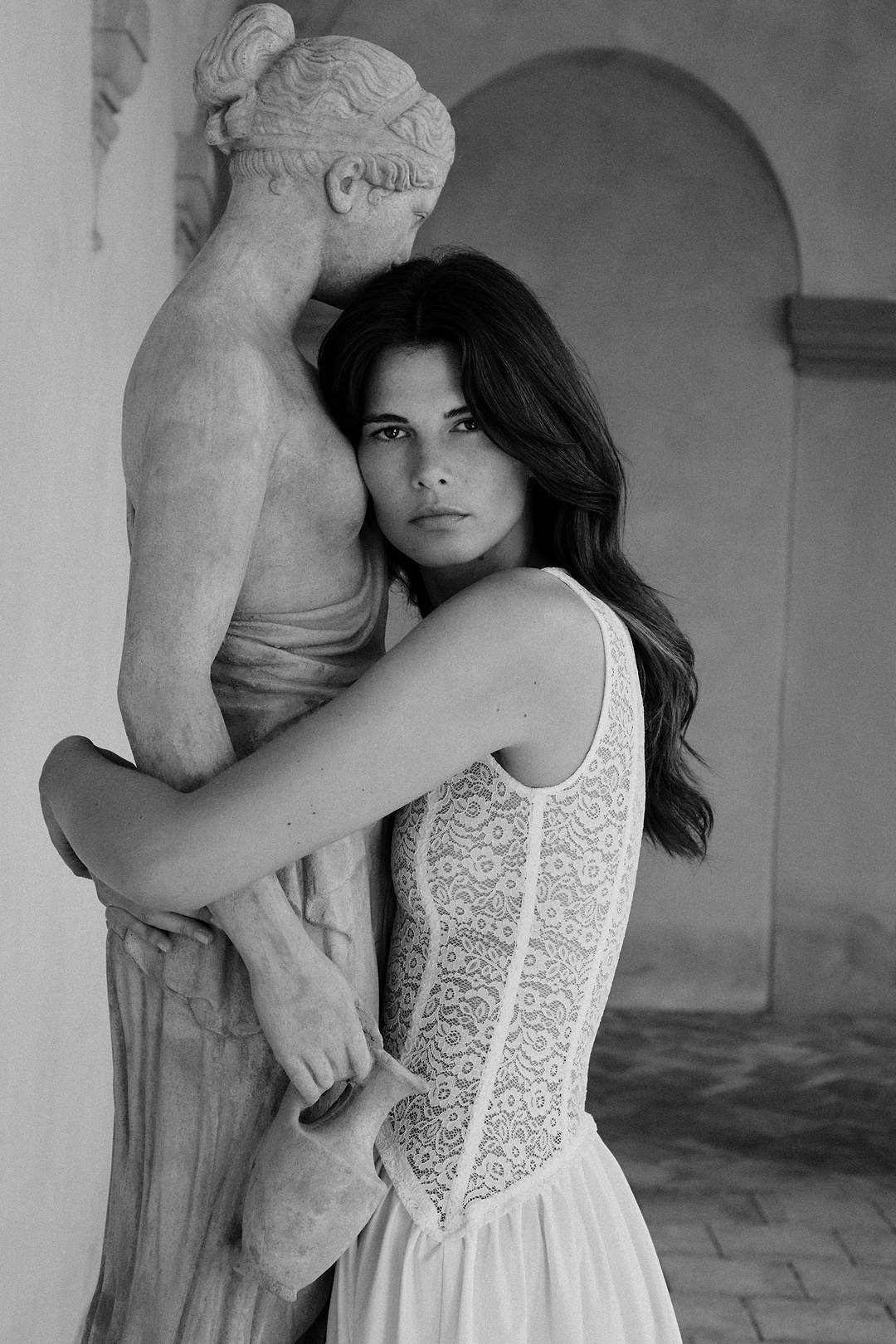 French Lace Poplin Dress (White)