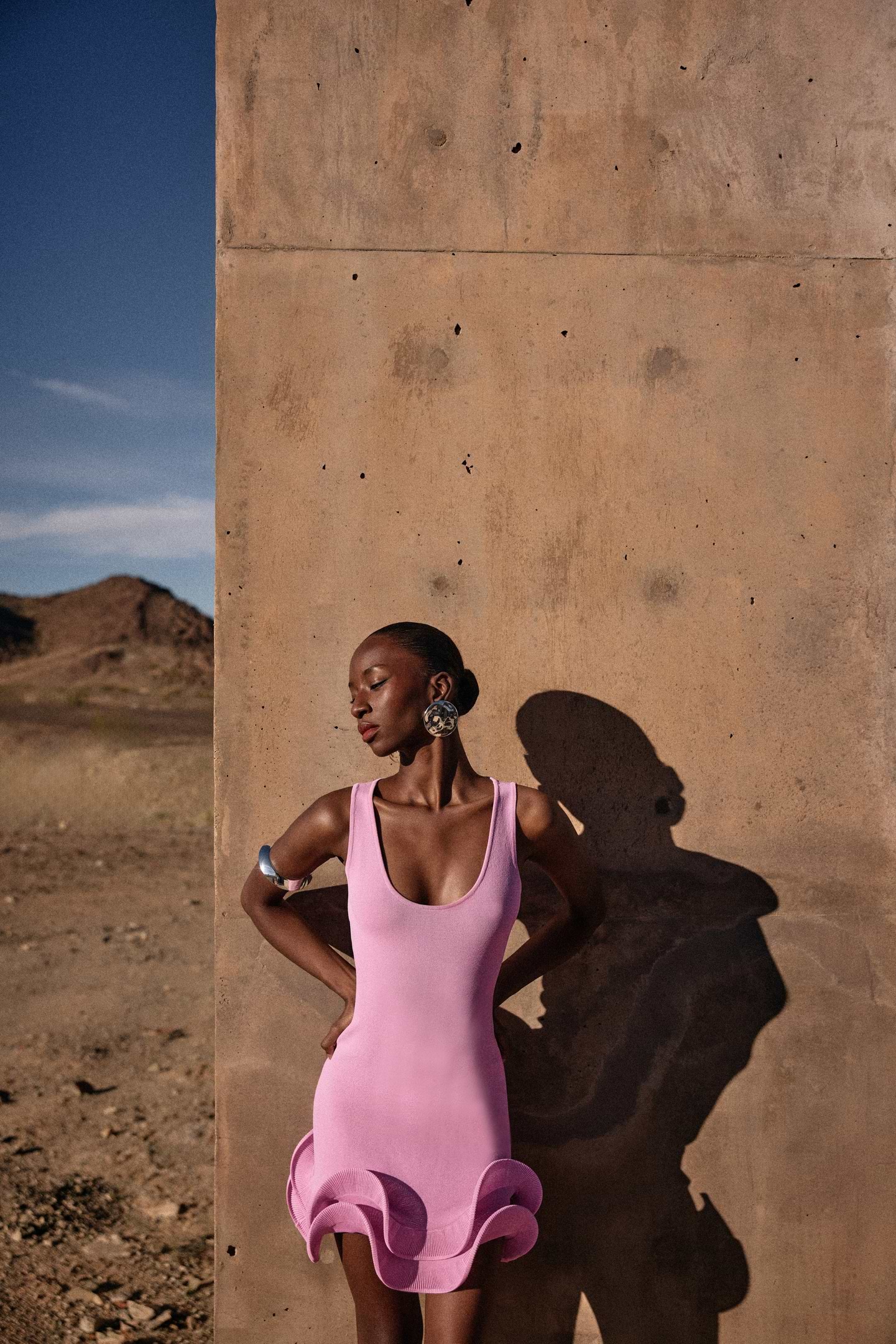 Double Ruffle Hem Mini Dress (Lilac Pink)