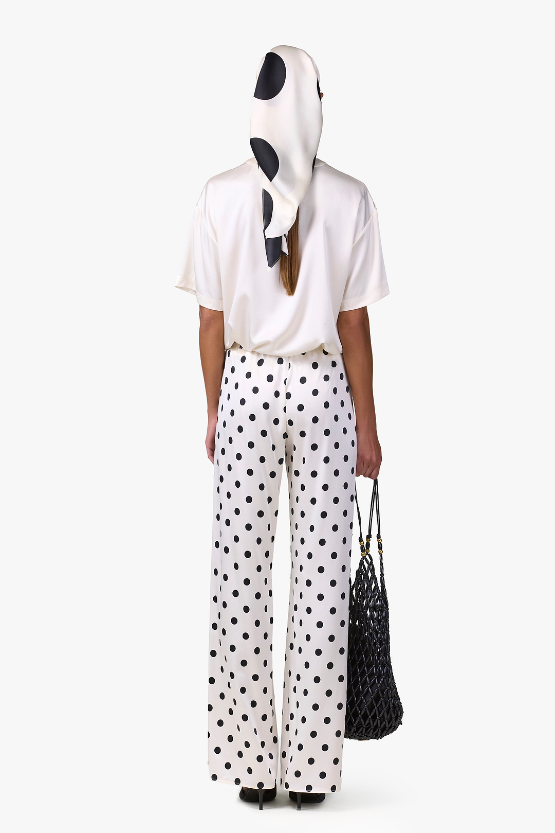 Silk Scarf (Cream Polka Dot)