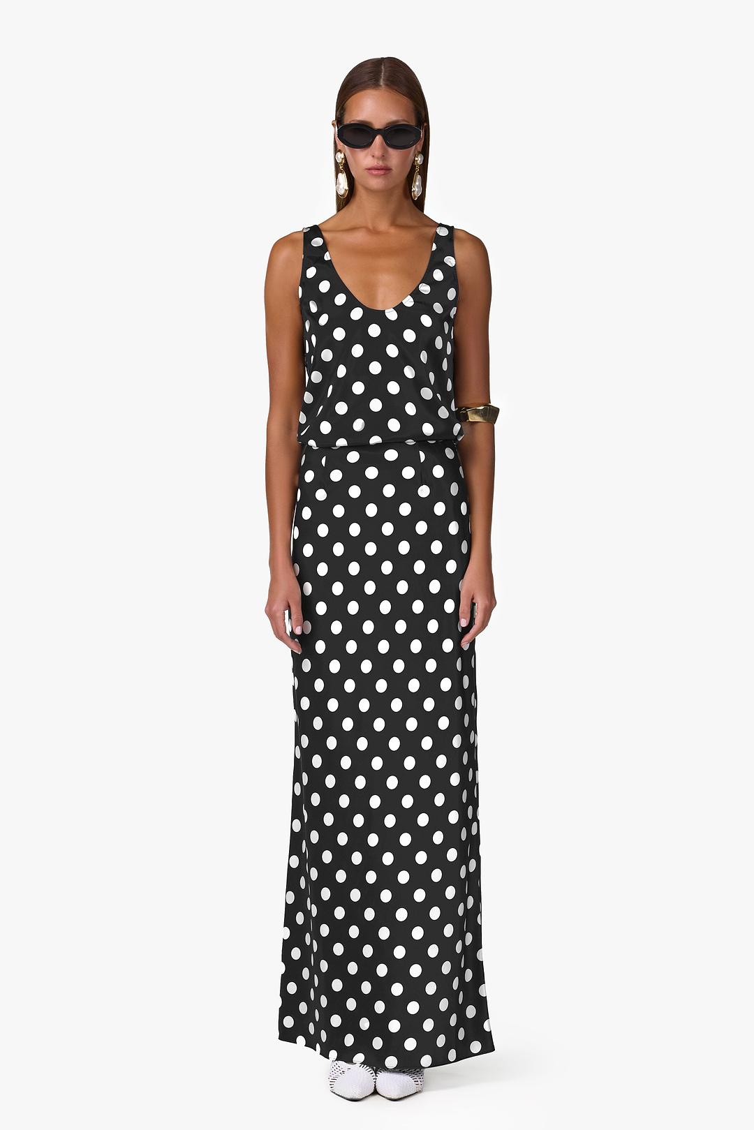 Silk Tank (Black Polka Dot)
