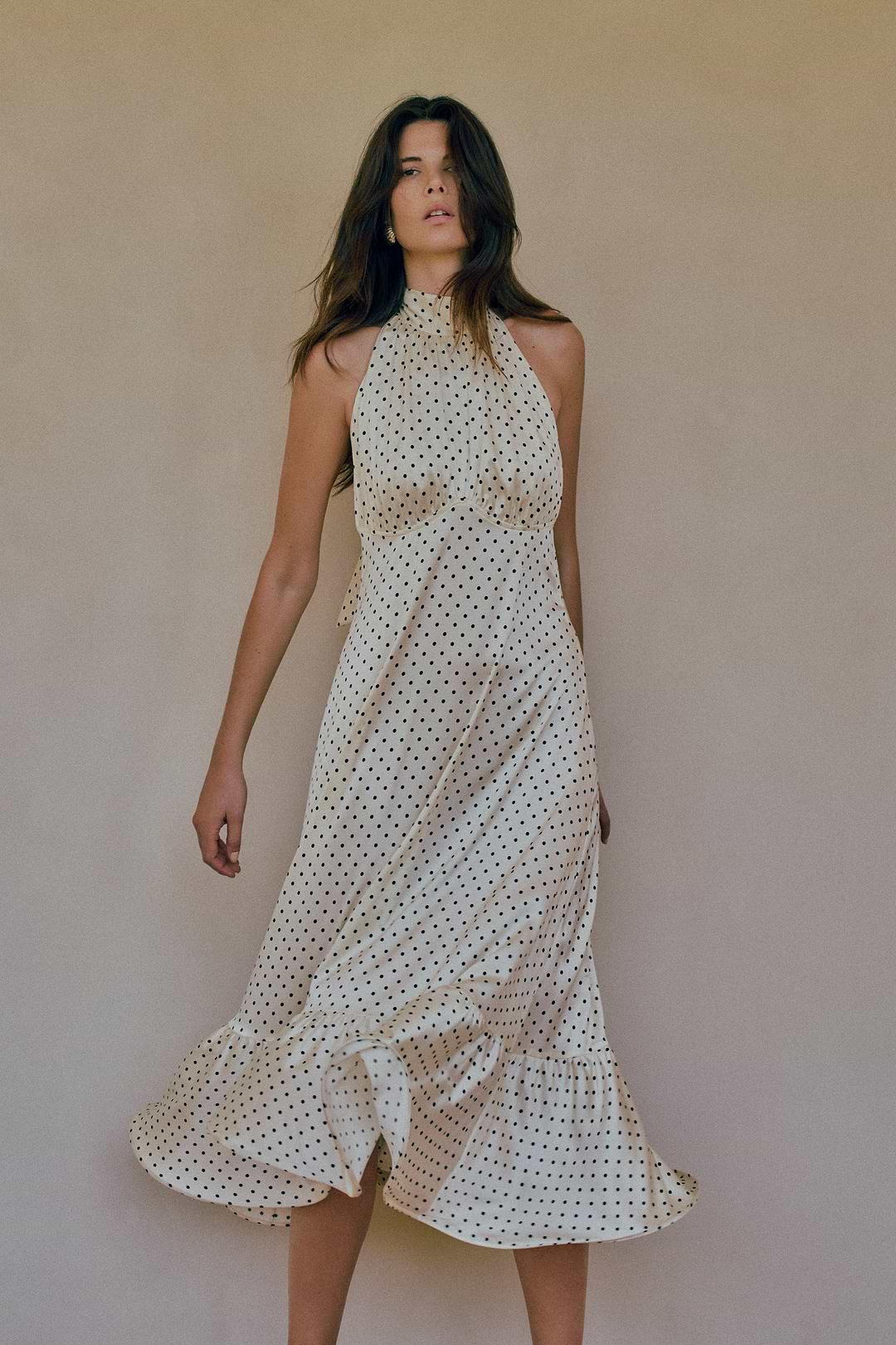 SAME Halter Flounce Midi Dress | Cream Polka Dot | Women's Dress L / Cream Black Polka Dot SAME Halter Flounce Midi Dress | Cream Polka Dot | Women's Dress L / Cream Black Polka Dot