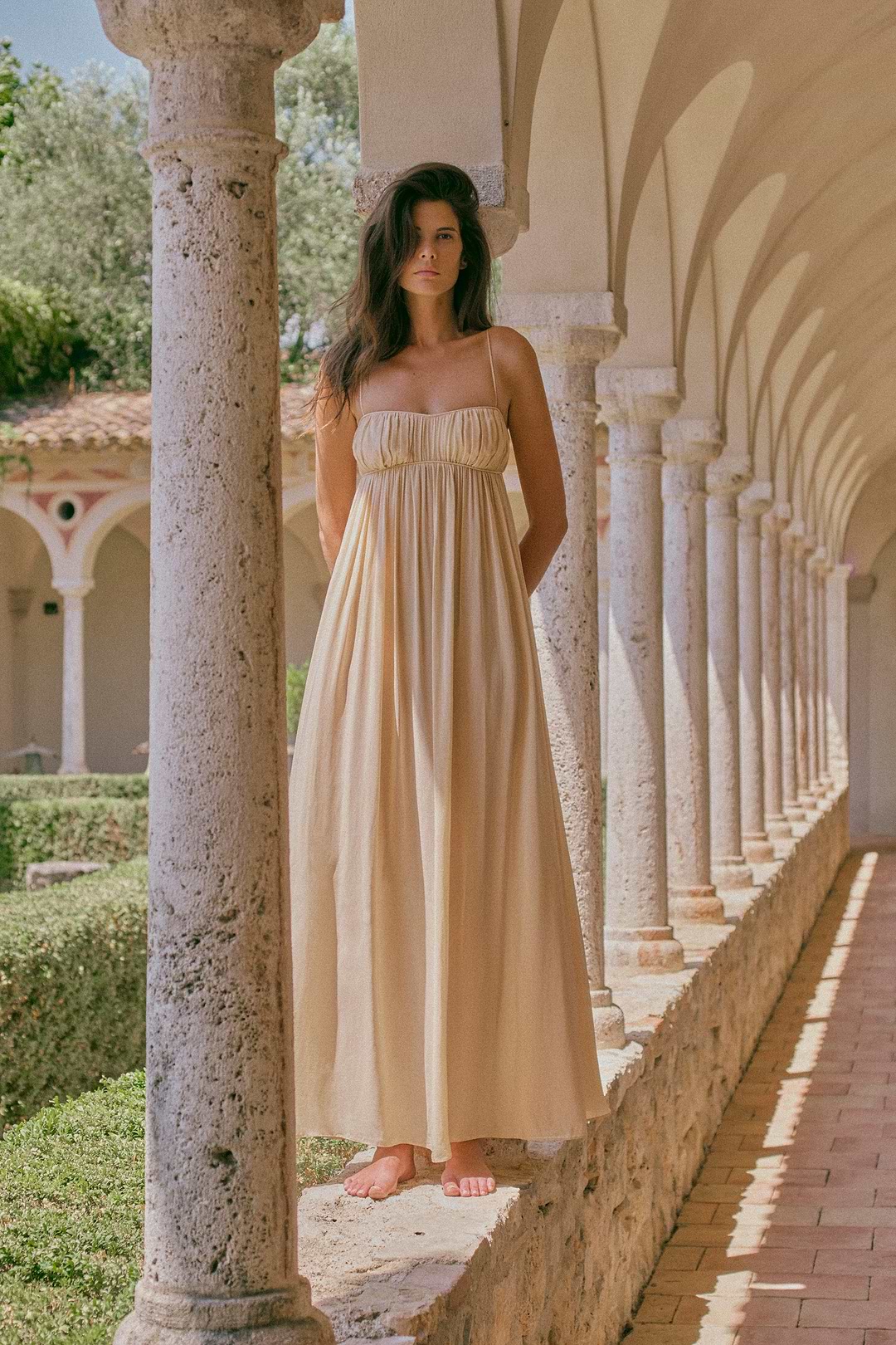 SAME Ruched Chiffon Dress | Gold | Women's Maxi Dress SAME Ruched Chiffon Dress | Gold | Women's Maxi Dress