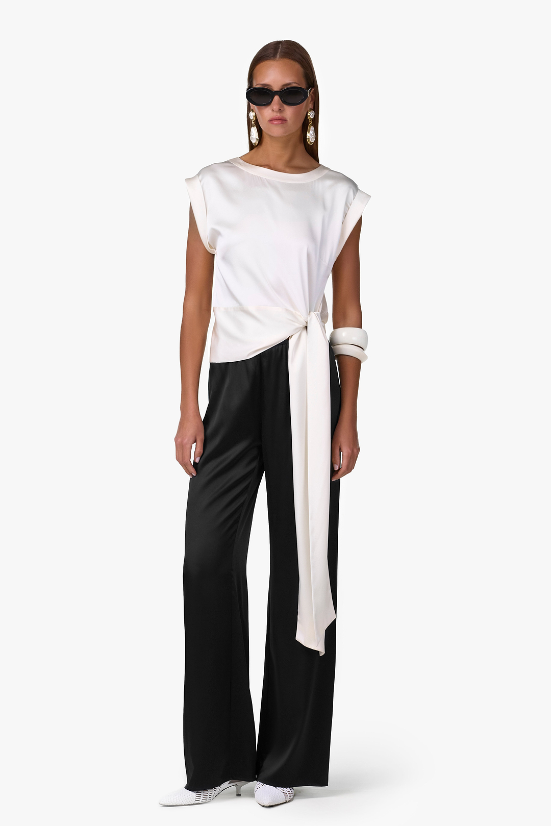 Silk Tie Top (Cream)