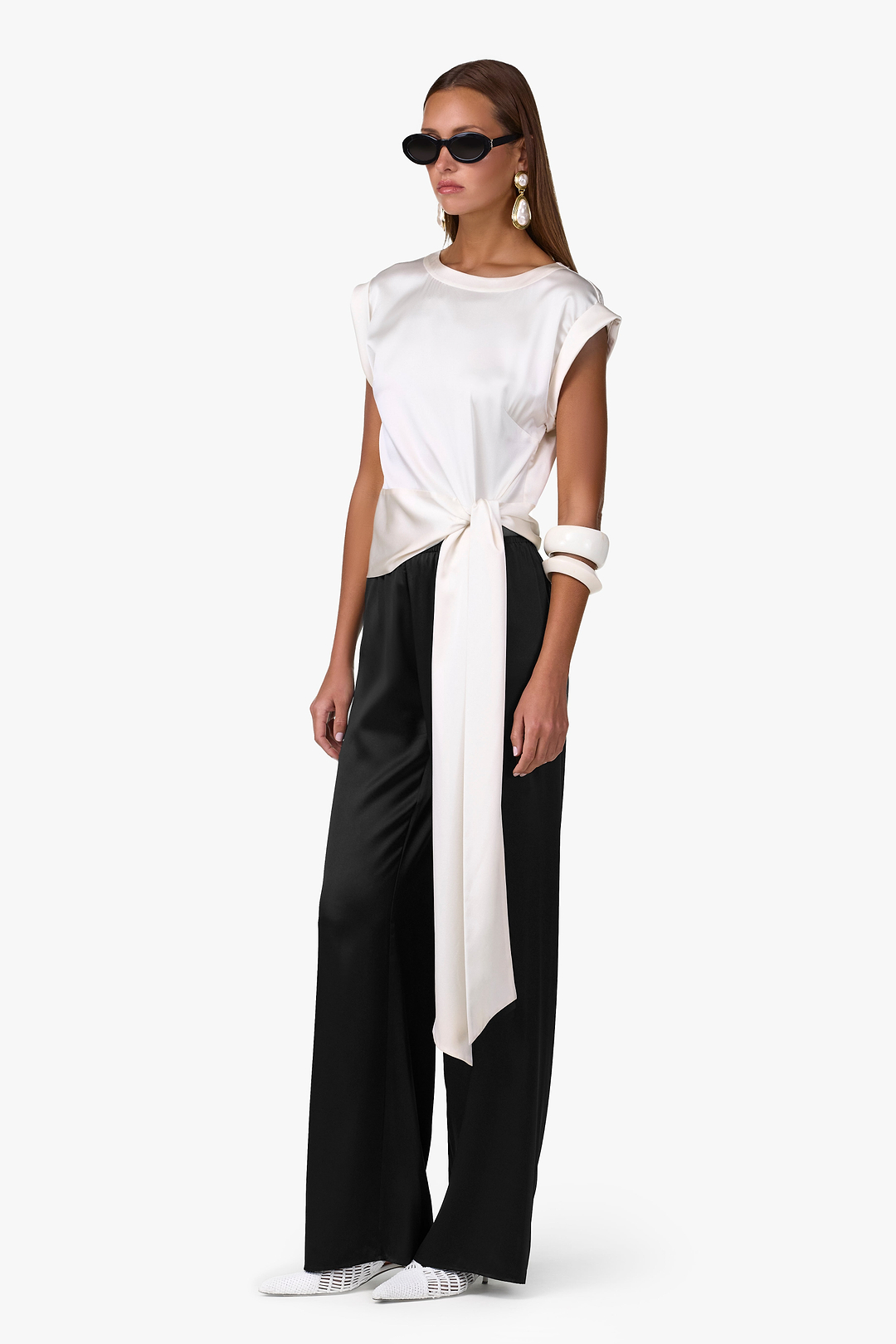 Silk Tie Top (Cream)