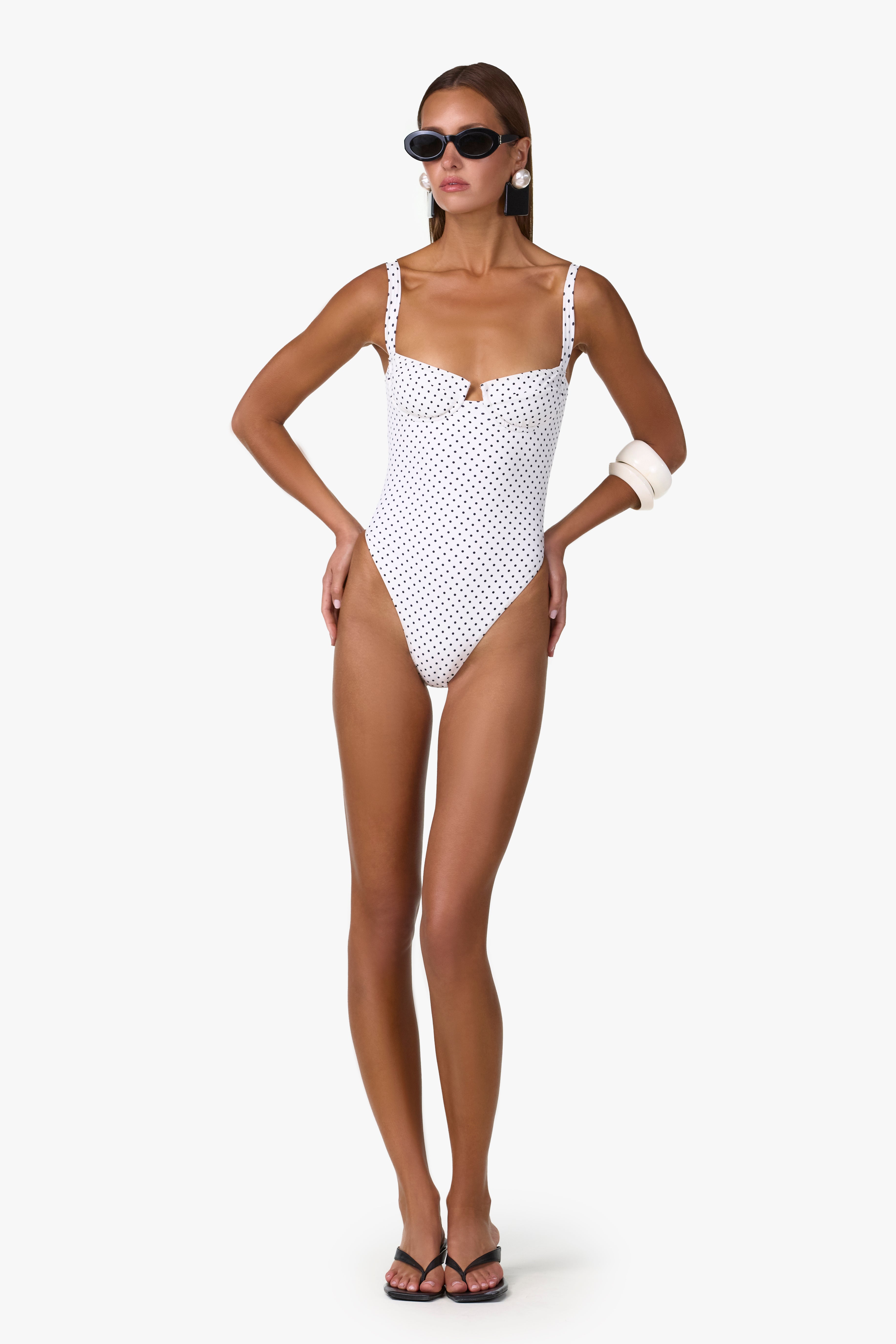 SAME Bustier One Piece | Cream Black Polka Dot | Women's Swim