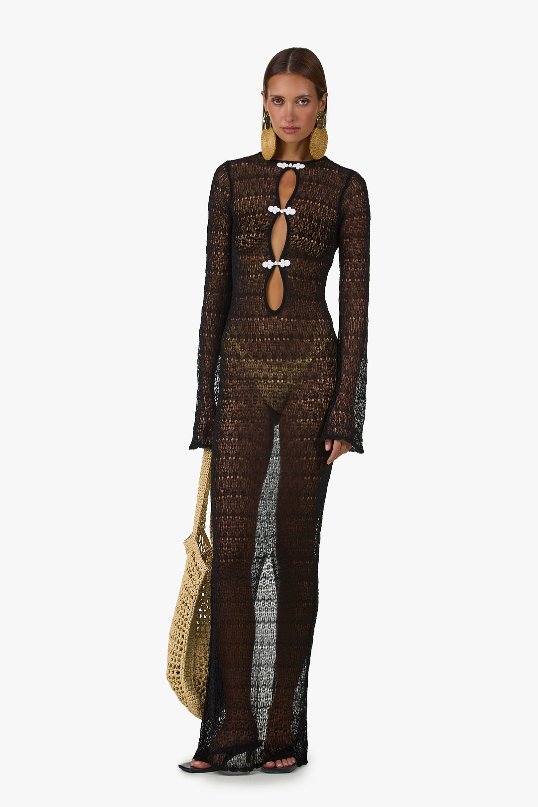 Keyhole Crochet Dress (Black/Cream)