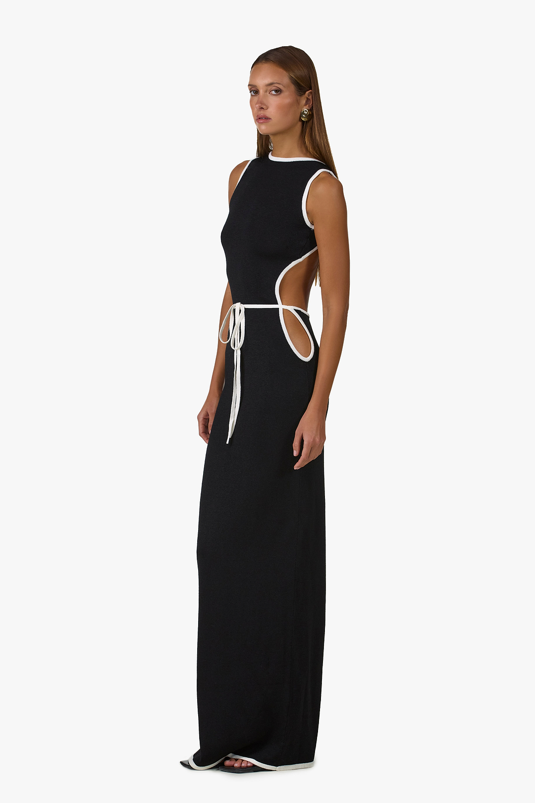 Tie Maxi Dress (Black/Cream)