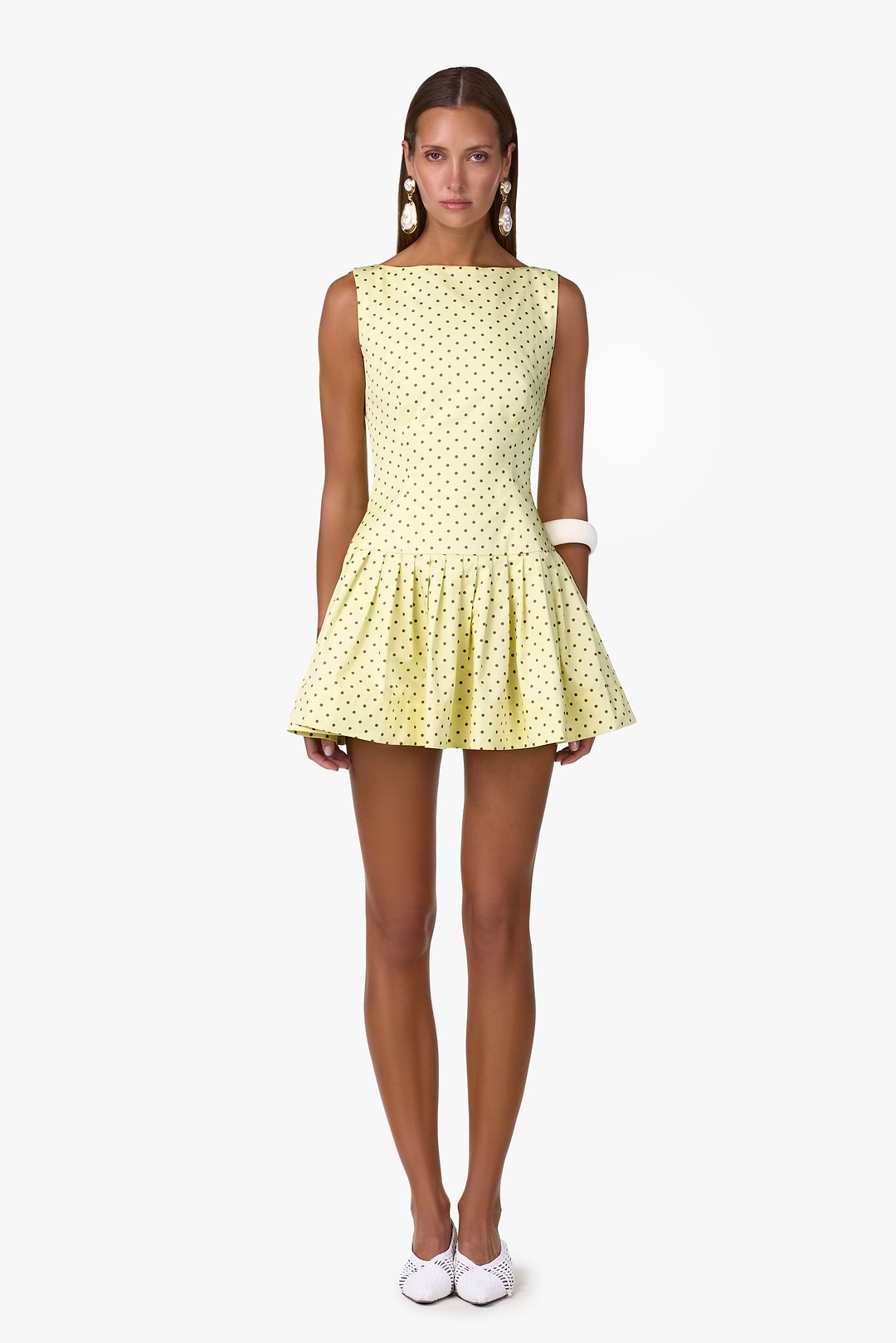SAME Poplin Mini Dress | Yellow Brown Polka Dot