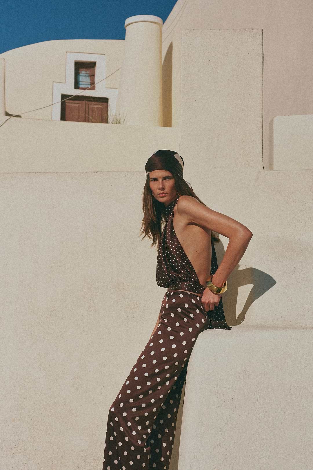 SAME Silk Pant | Chocolate Brown Polka Dot