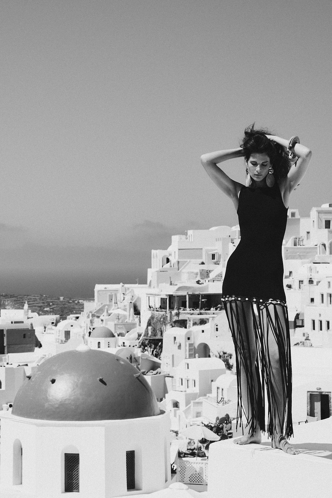 black and white fringe dress Khaite