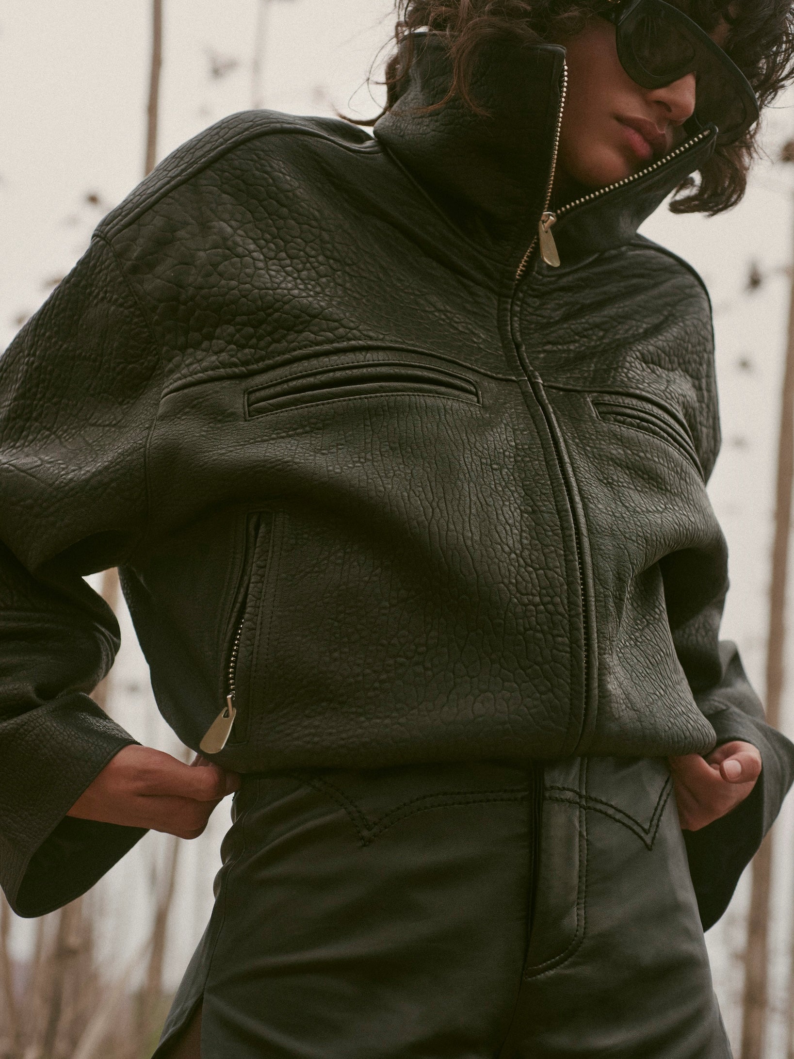 SAME | THE LEATHER BOMBER JACKET | Black | Women's Outerwear
