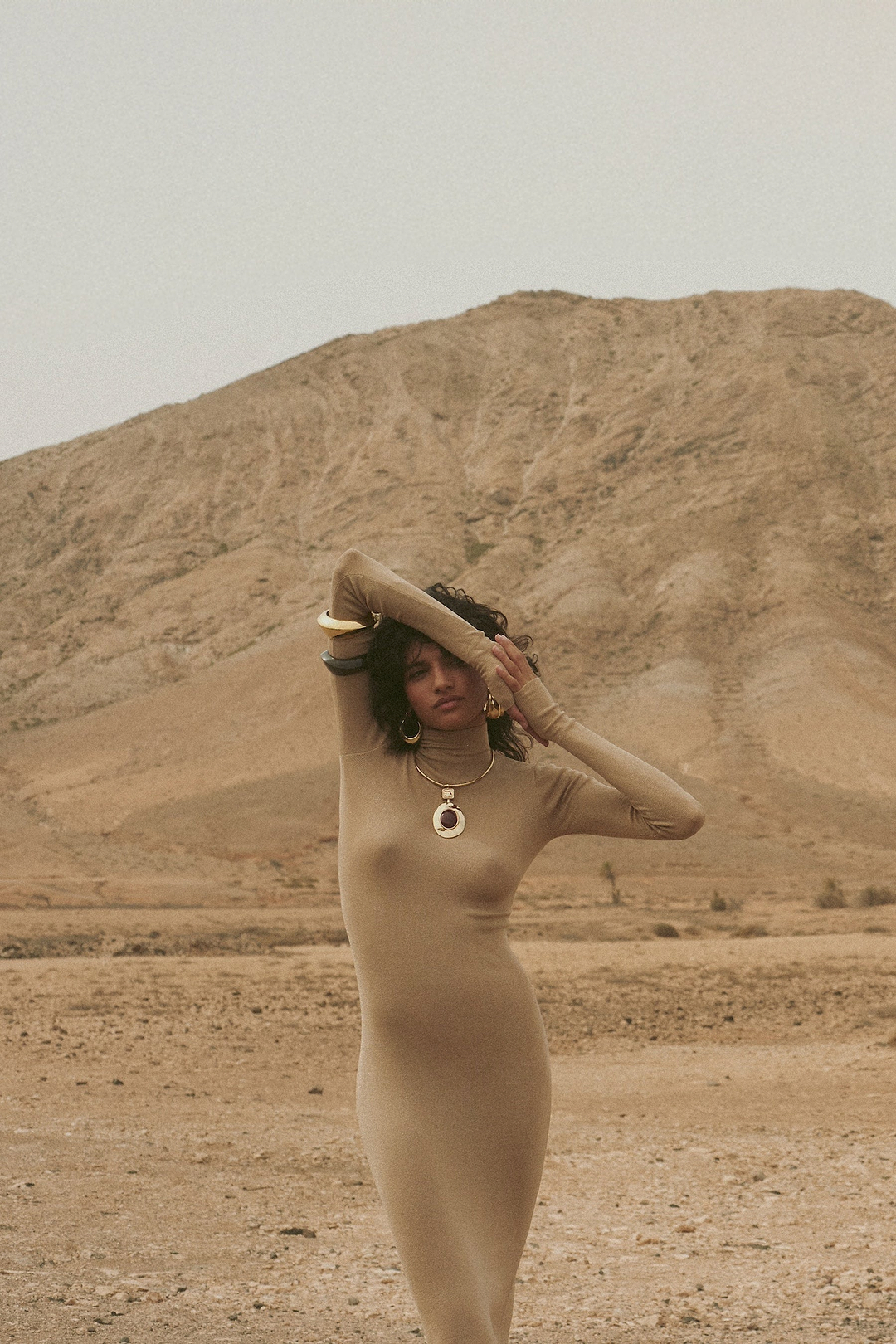 Shimmer Mockneck Dress (Gold)