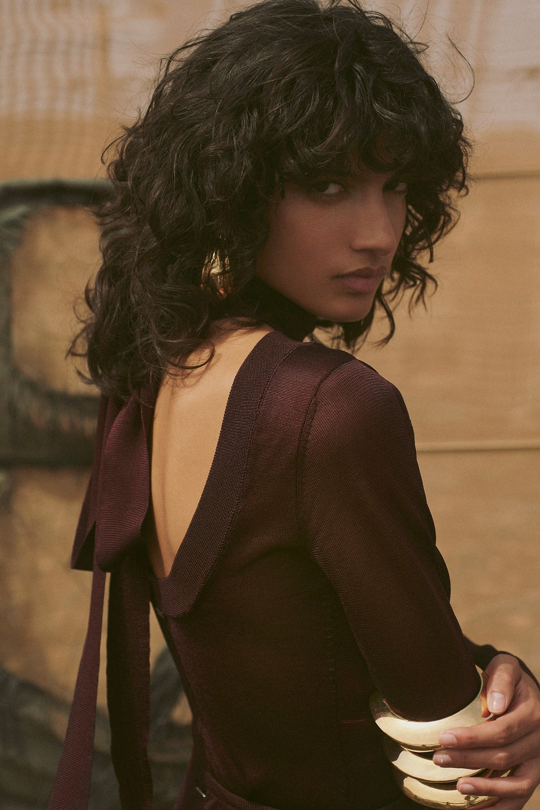 Open Back Knit Bodysuit (Merlot)