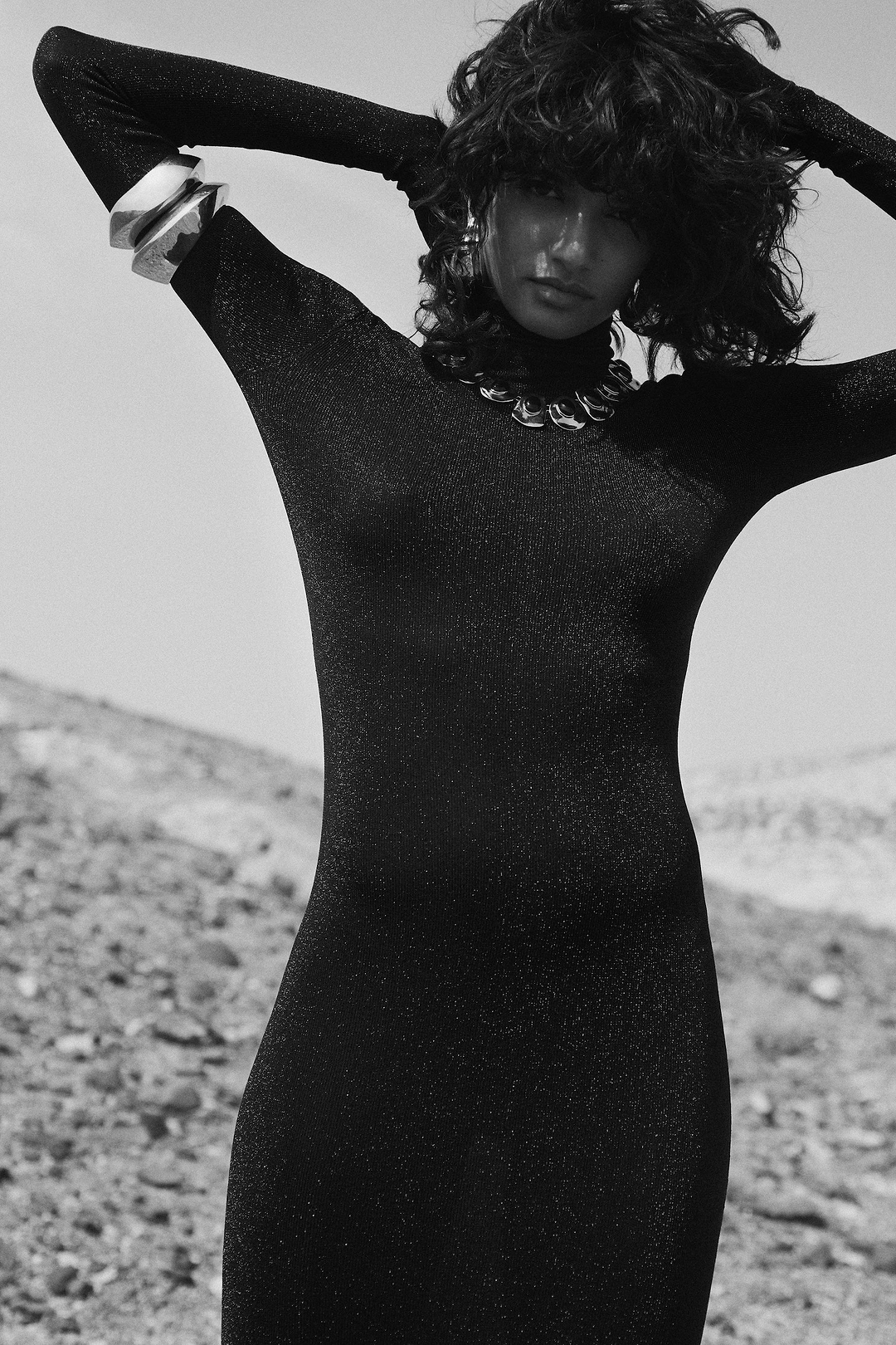 Stone Collar Necklace (Silver/Oxblood)