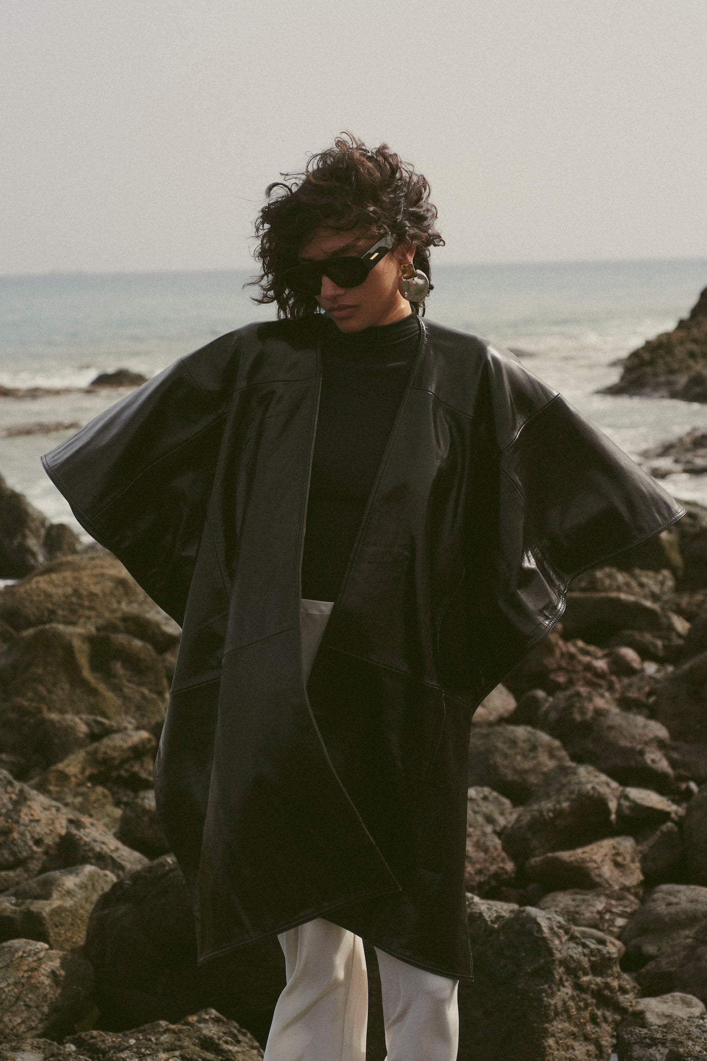 Leather Wrap Cape (Black)